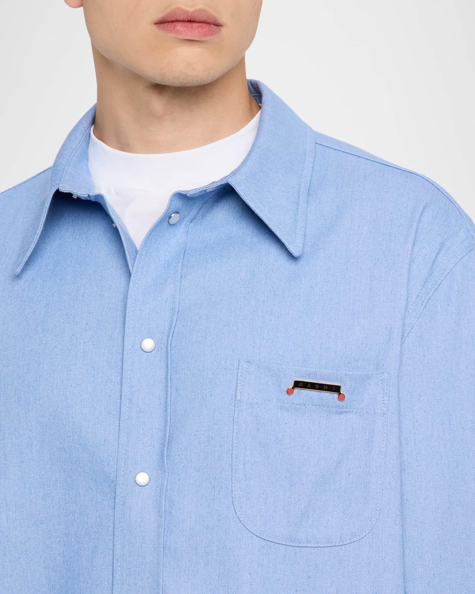 Mens Denim Point Collar Overshirt Product Image