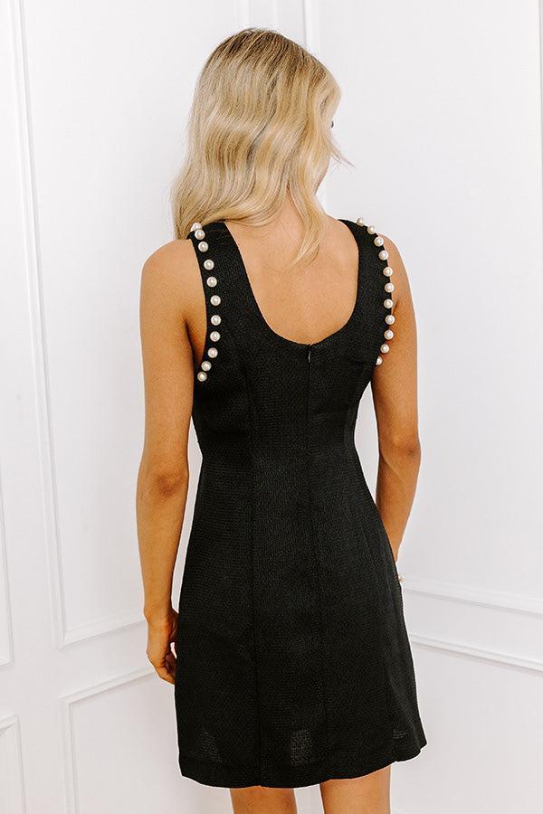 Uptown Chic Pearl Embellished Mini Dress in Black Product Image