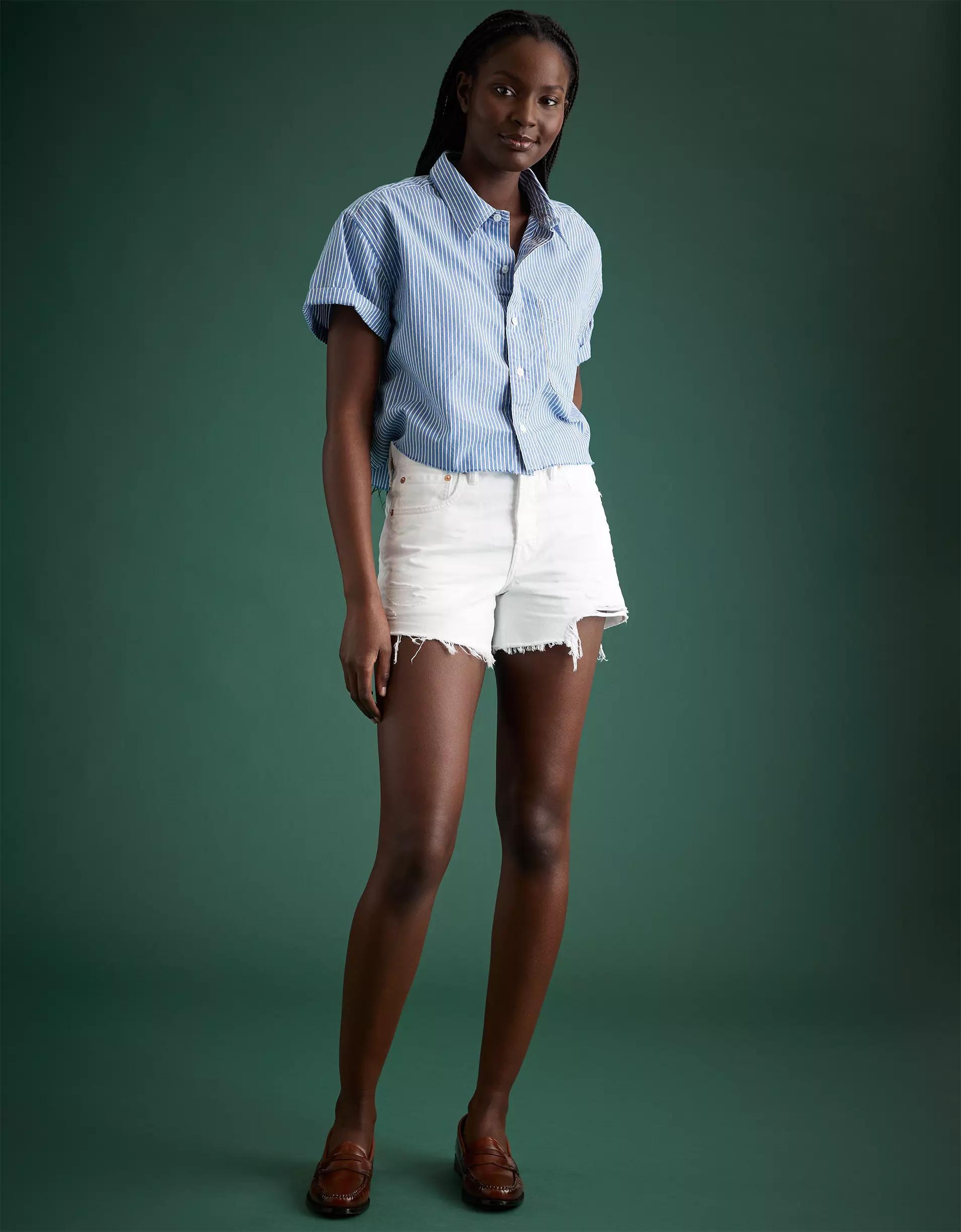 AE77 Premium Boxy Crop Poplin Shirt Product Image