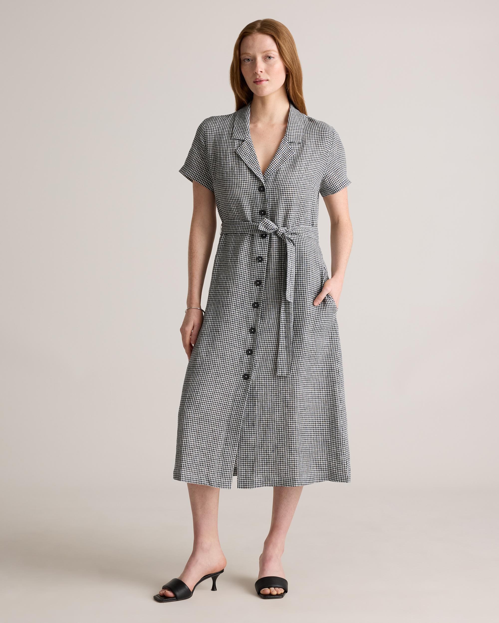 100% European Linen Button Front Dress Product Image