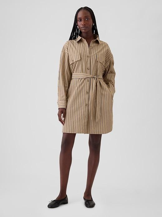 Organic Cotton Striped Mini Shirtdress Product Image