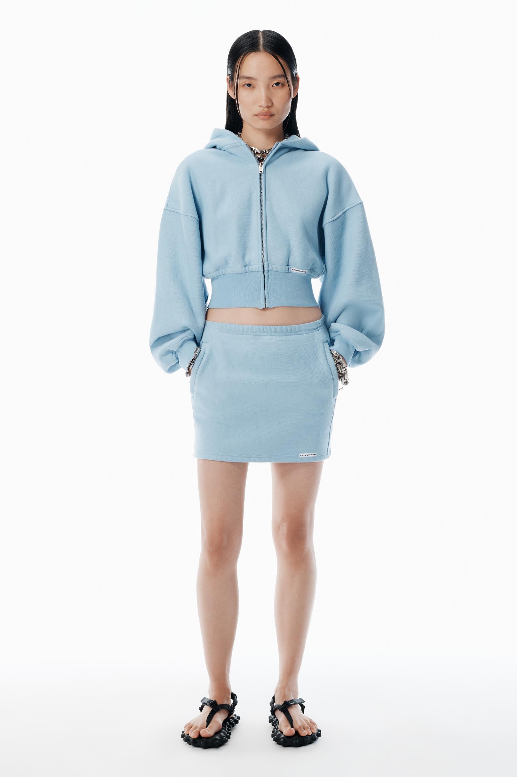 Light Blue Cropped Zip-up Hoodie Product Image