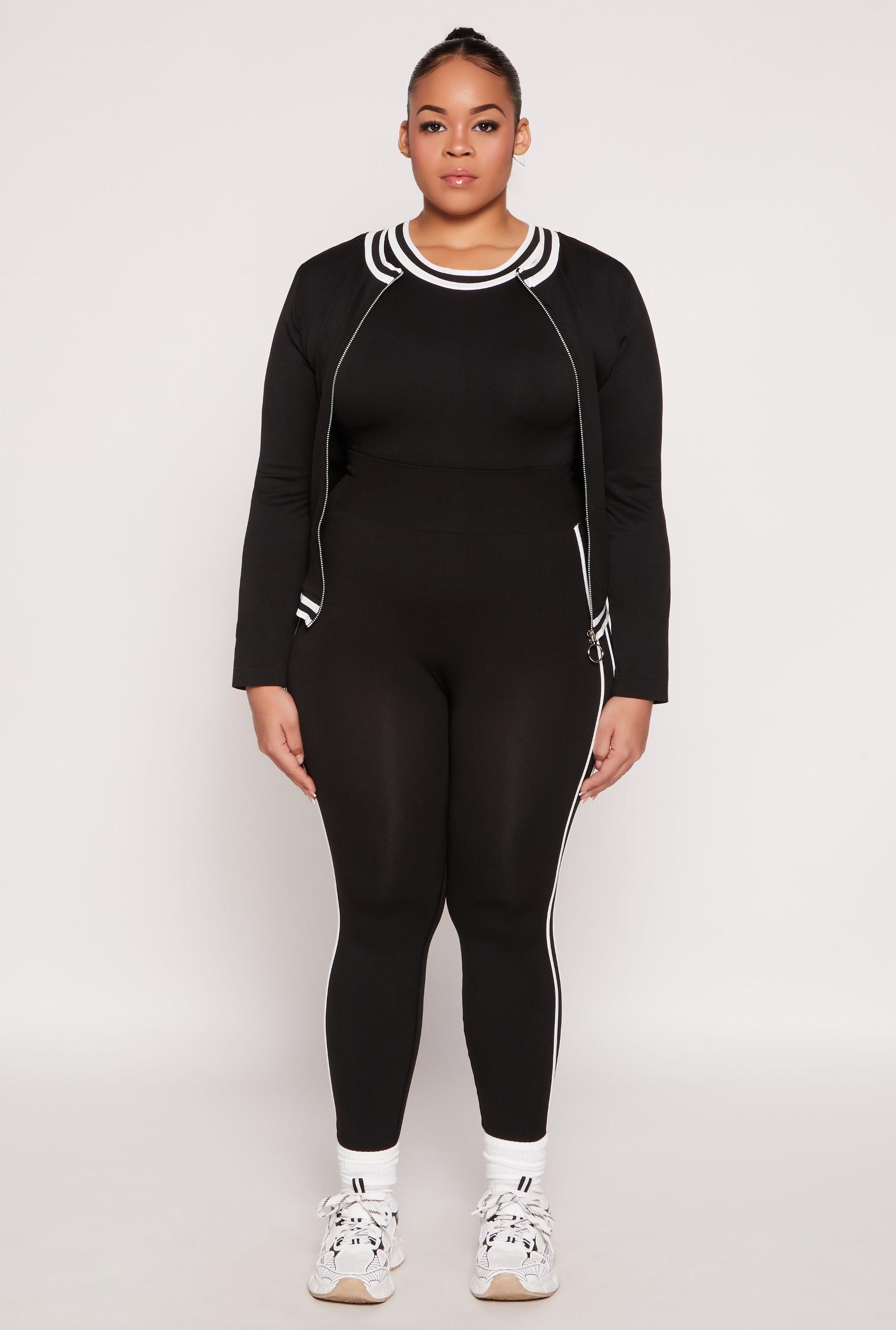Womens Plus Size Seamless Varsity Stripe Leggings Product Image