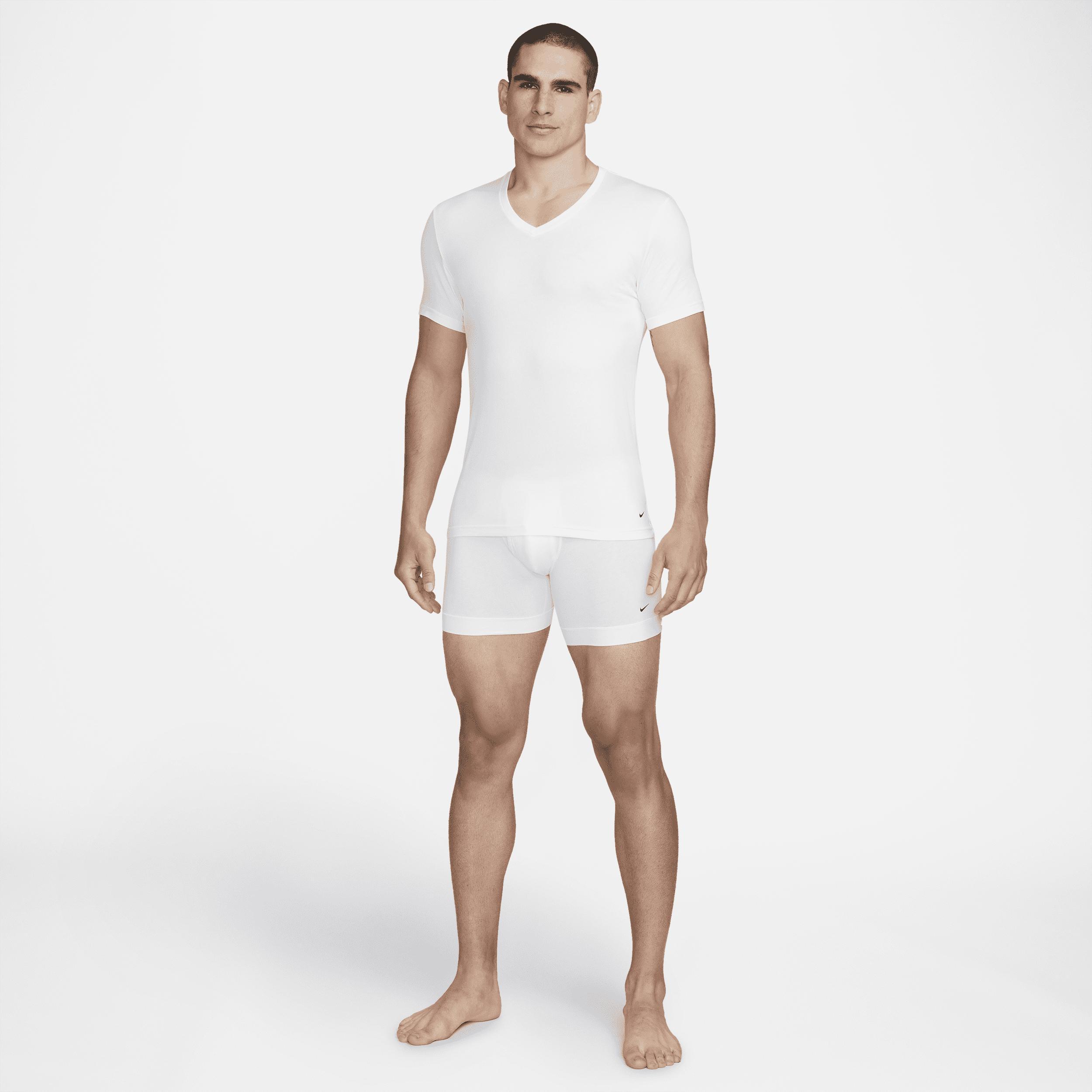 Men's Nike Dri-FIT Essential Cotton Stretch 2-Pack V-neck Undershirts, Size: Large, White Product Image