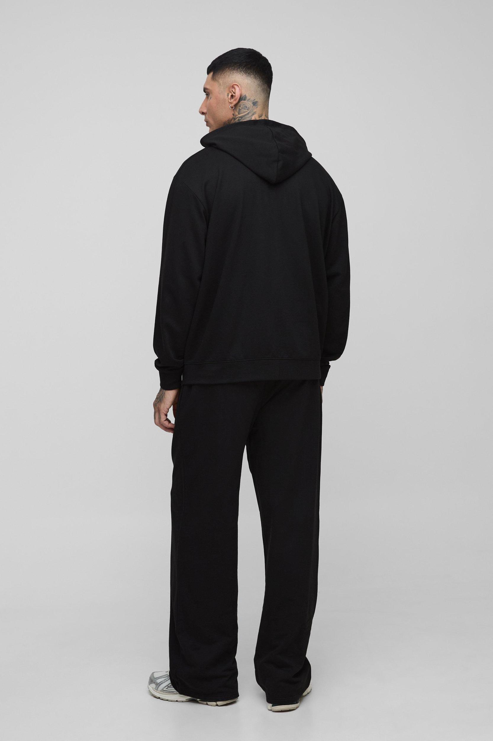Tall 260GSM Loopback Oversized Fit Basic Zip Through Hoodie | boohooMAN USA Product Image
