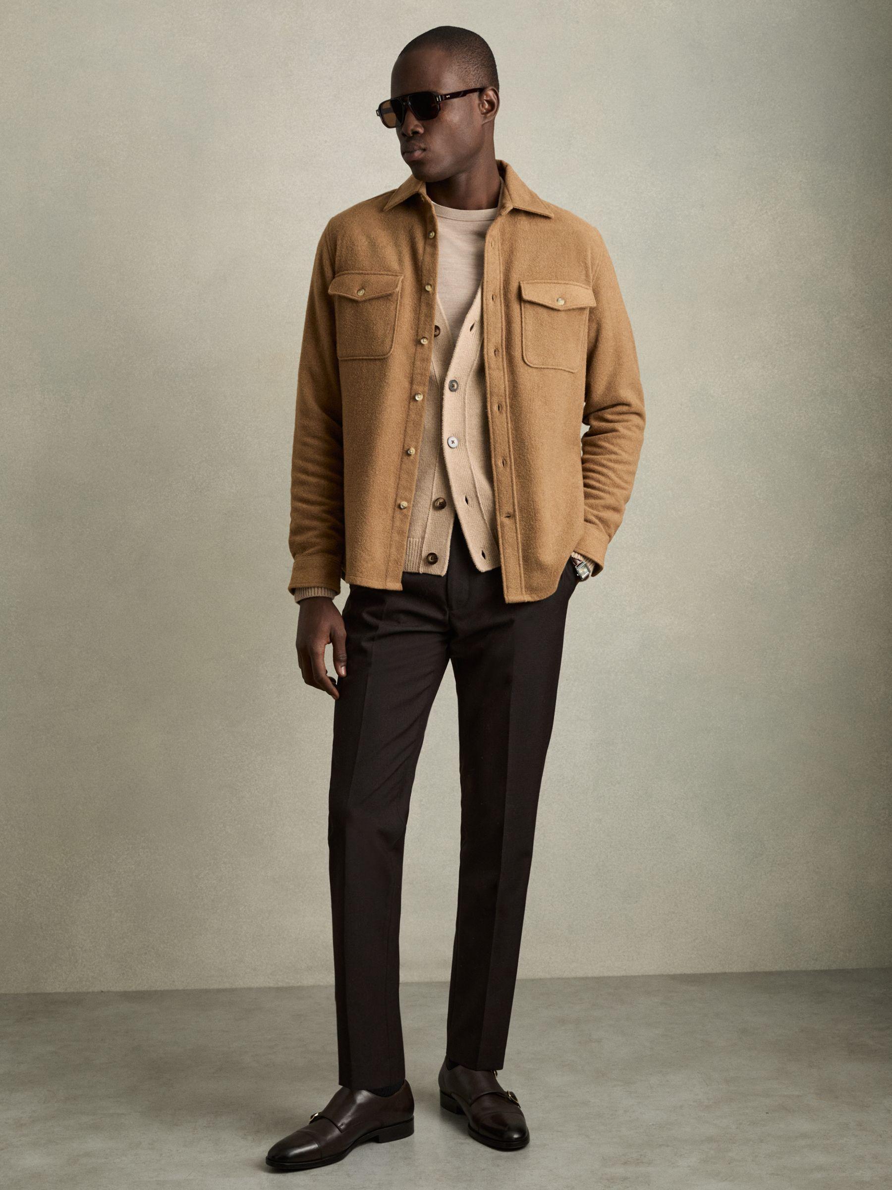 Twin-Pocket Overshirt With Wool in Camel Product Image