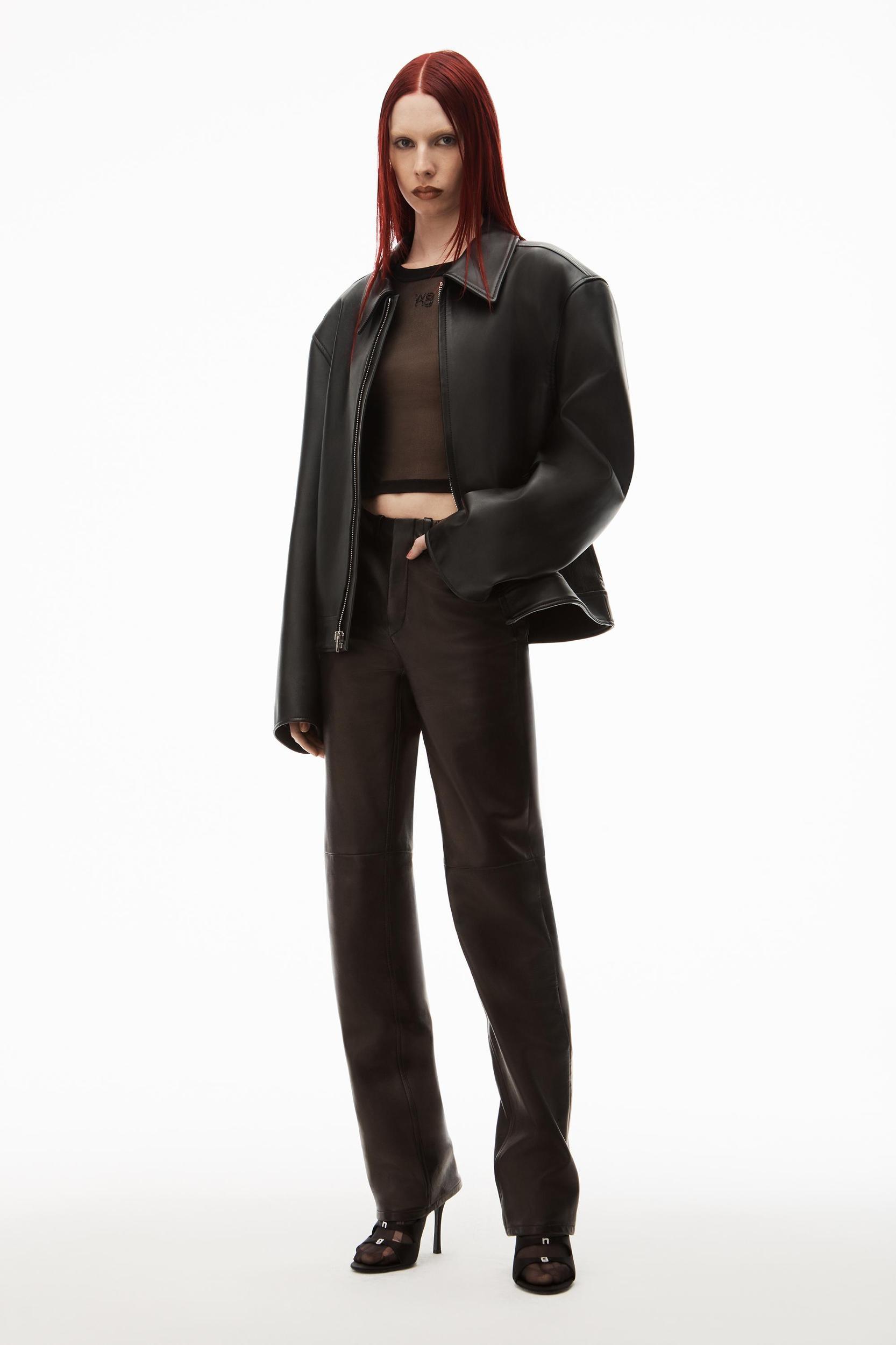 Fly High-rise Stacked Jean In Leather Product Image