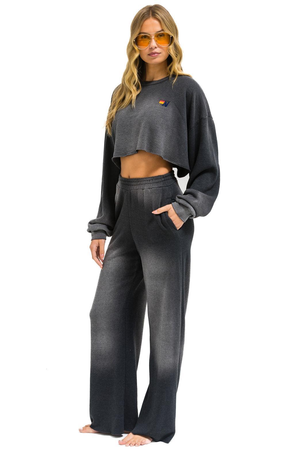 ESSENTIAL WIDE LEG POCKET SWEATPANTS - FADED SMOKE Female Product Image