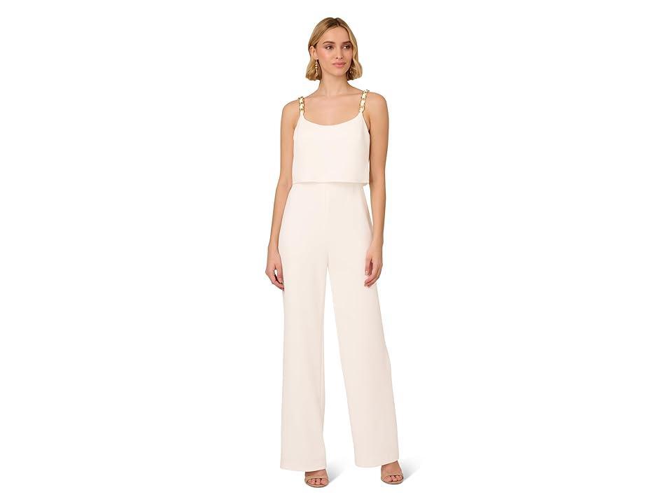 Adrianna Papell Crepe Chain Strap Jumpsuit (Ivory) Women's Dress Product Image