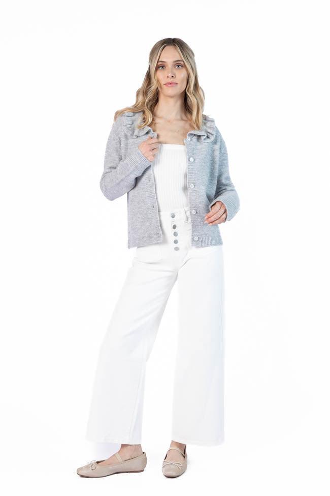 Just A Feeling Grey Collared Cardigan FINAL SALE Product Image