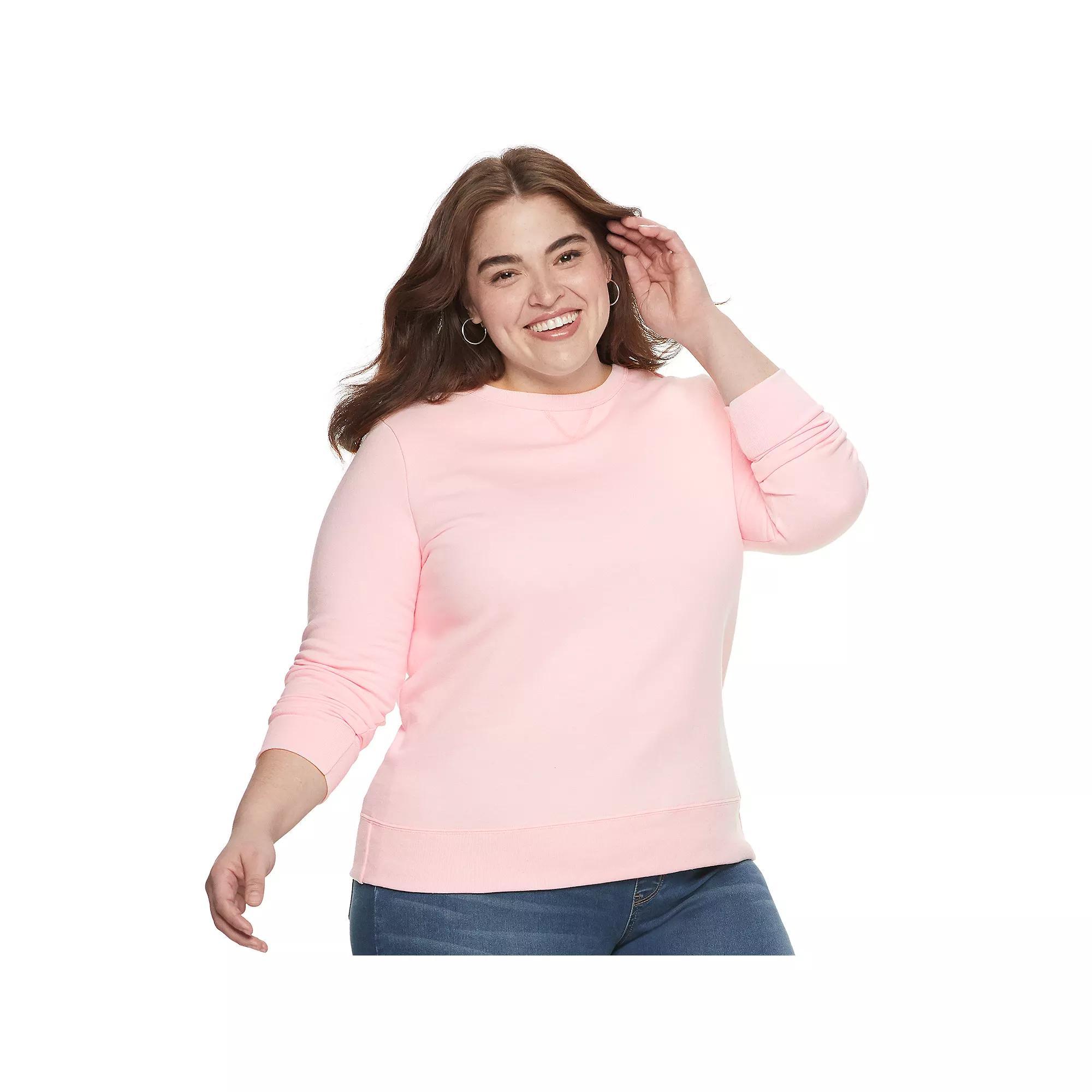 Plus Size Just My Size  Fleece Crew Sweatshirt, Women's, Size: 5XL, Pale Pink Product Image