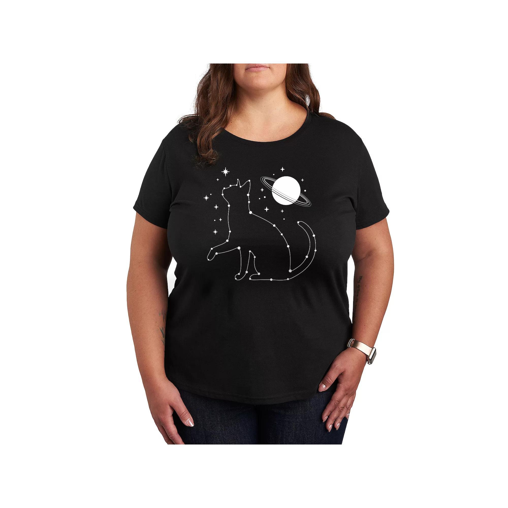 Plus Cat Star Constellation Graphic Tee, Womens Product Image