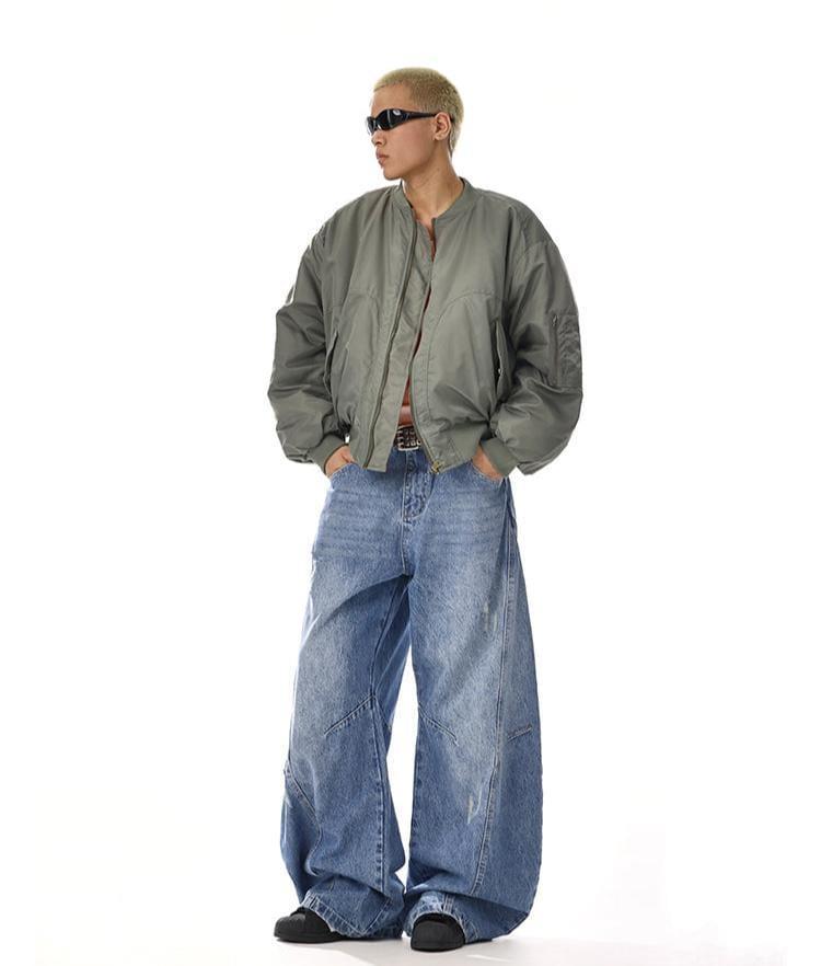 RT No. 12061 BLUE SCIMITAR BAGGY STRAIGHT DENIM JEANS Product Image