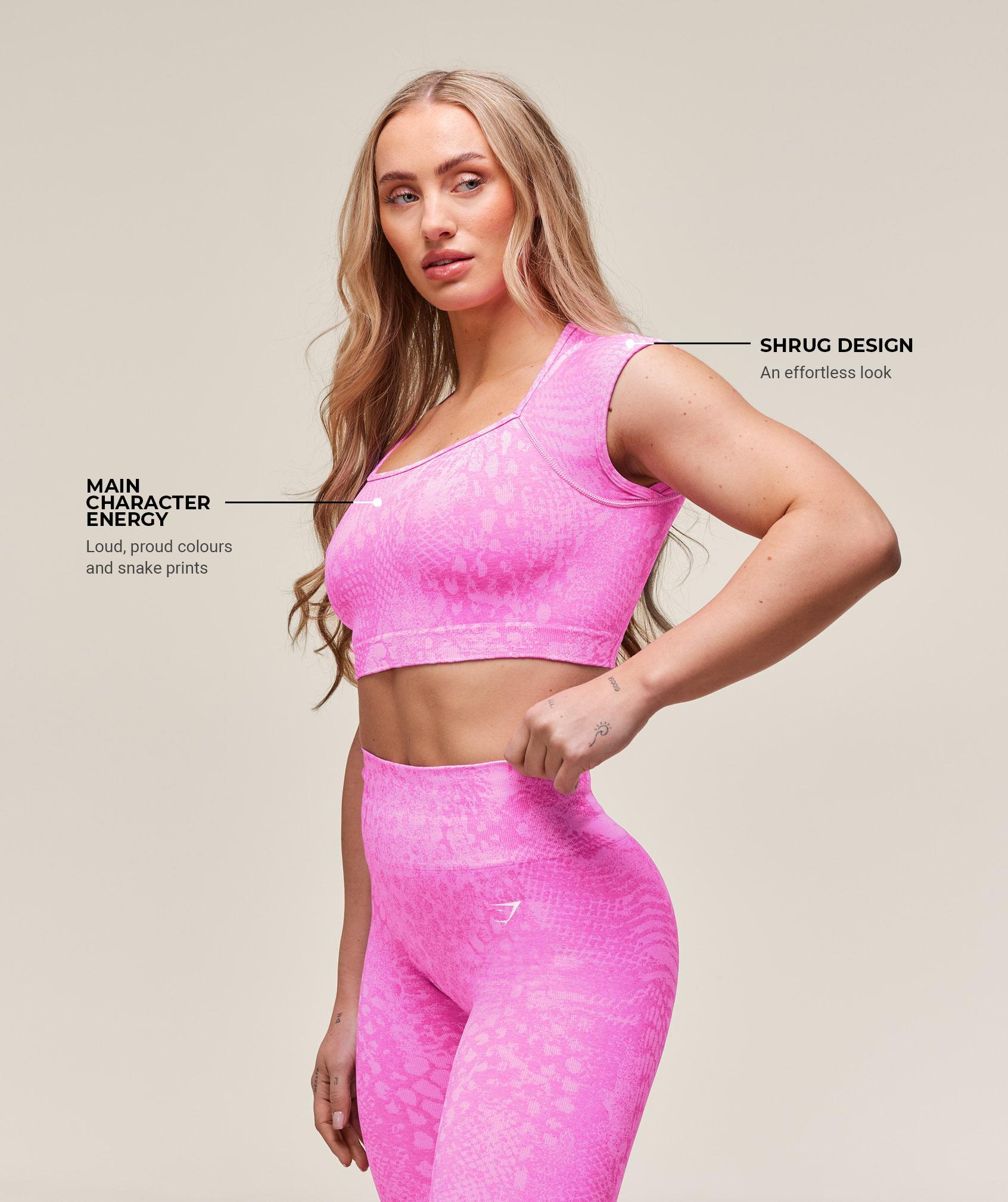 Gymshark Adapt X Whitney Animal Seamless Crop Top - Sour Pink/Vibrant Pink Female Product Image