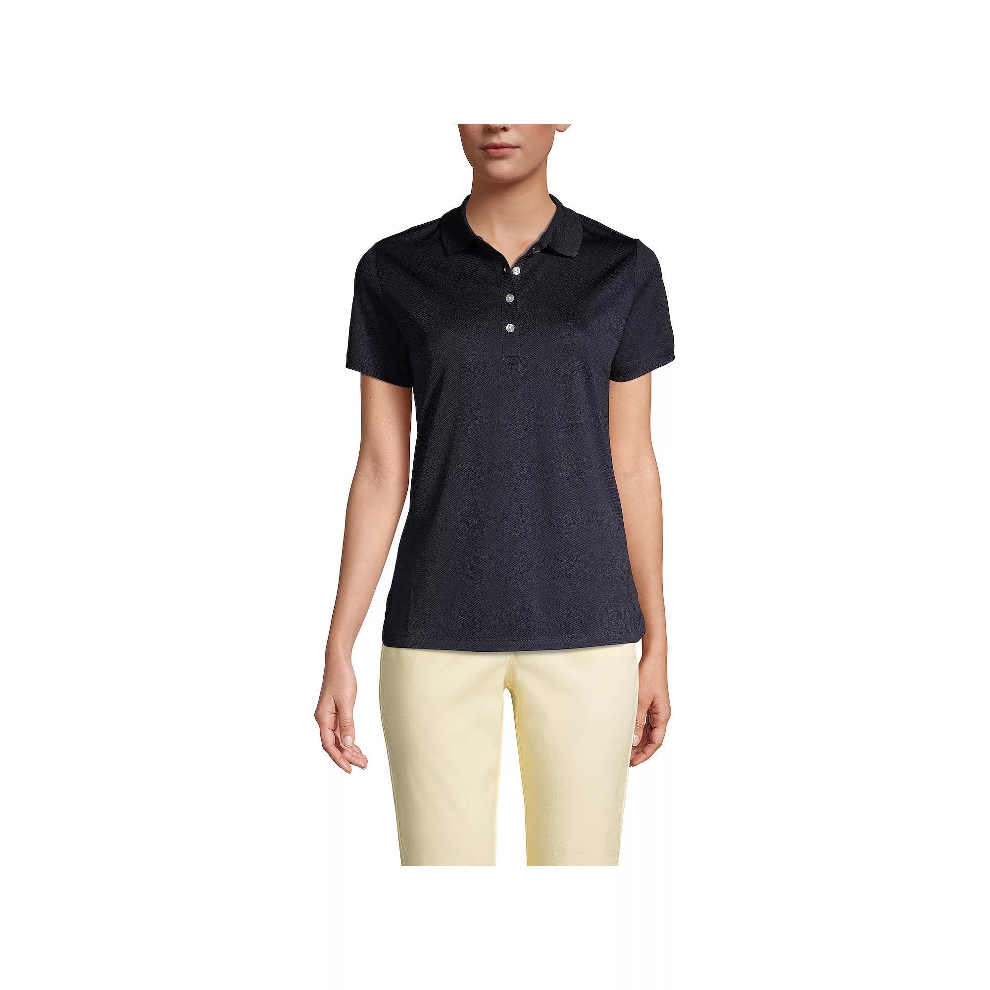 Women's Lands' End Short Sleeve Solid Active Polo Shirt, Size: XL, True Blue Product Image