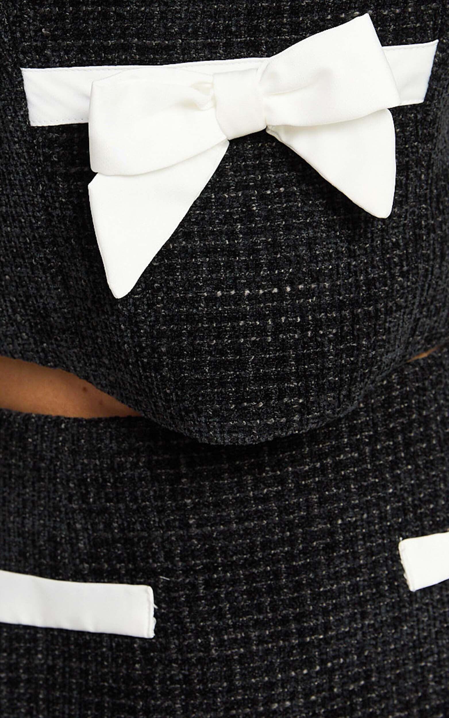 Bettina Two Piece Set - Strapless Boucle Bow Top and Mini Skirt Set in Black Product Image