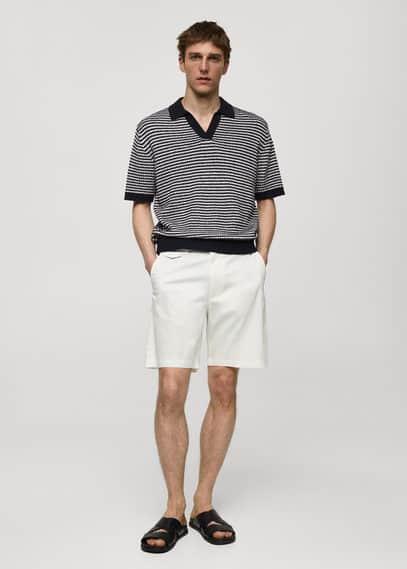 Slim fit cotton Bermuda shorts - Men | MANGO USA Product Image