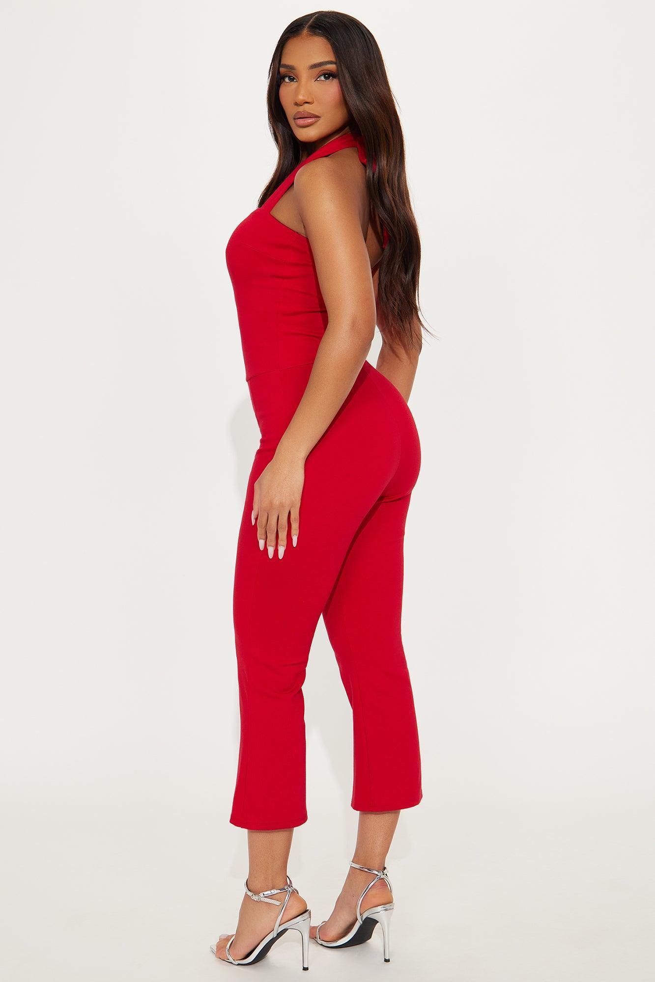 Give Me Love Capri Jumpsuit - Red Product Image