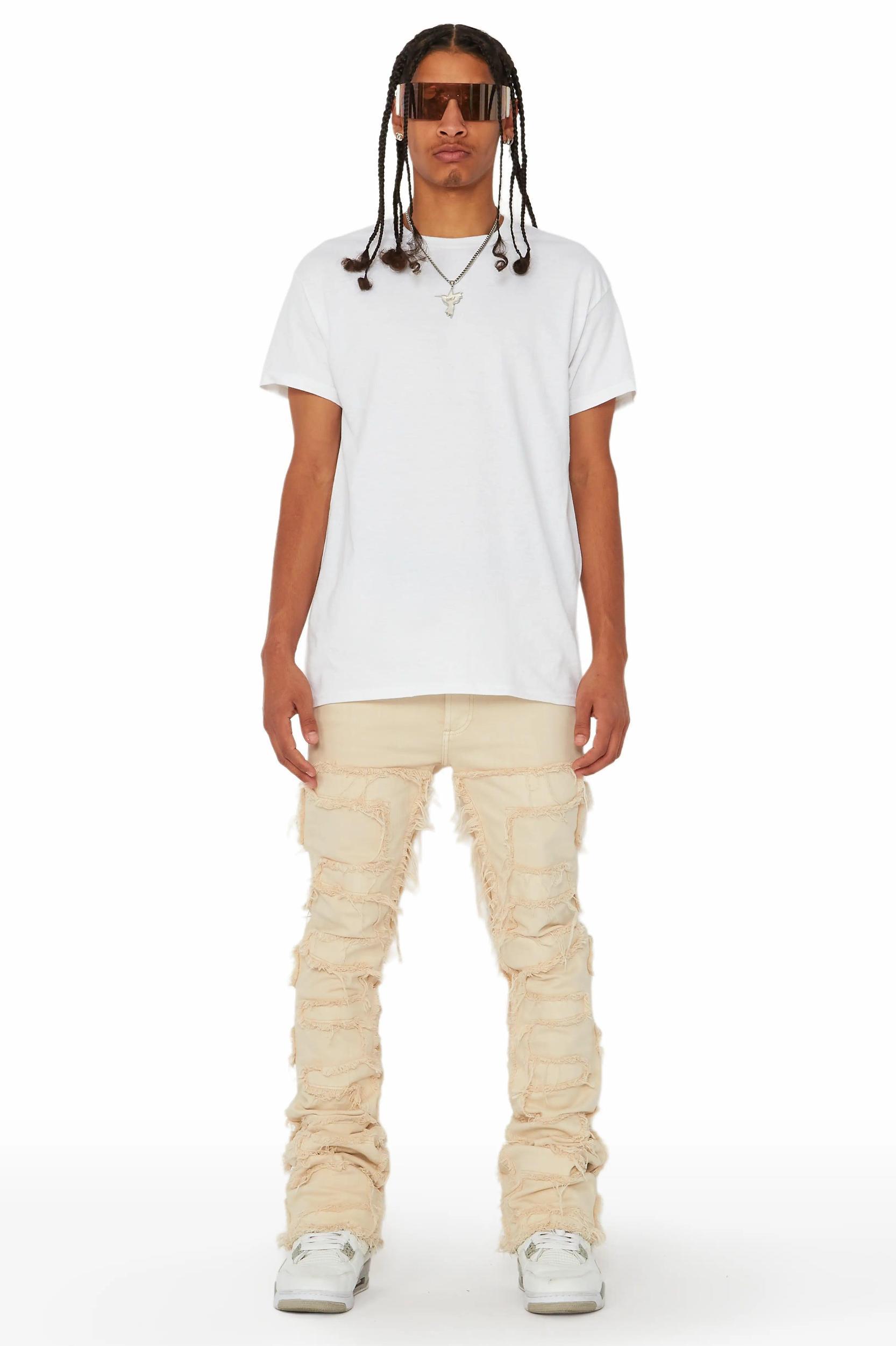 Shake Beige Stacked Flare Jean Male Product Image