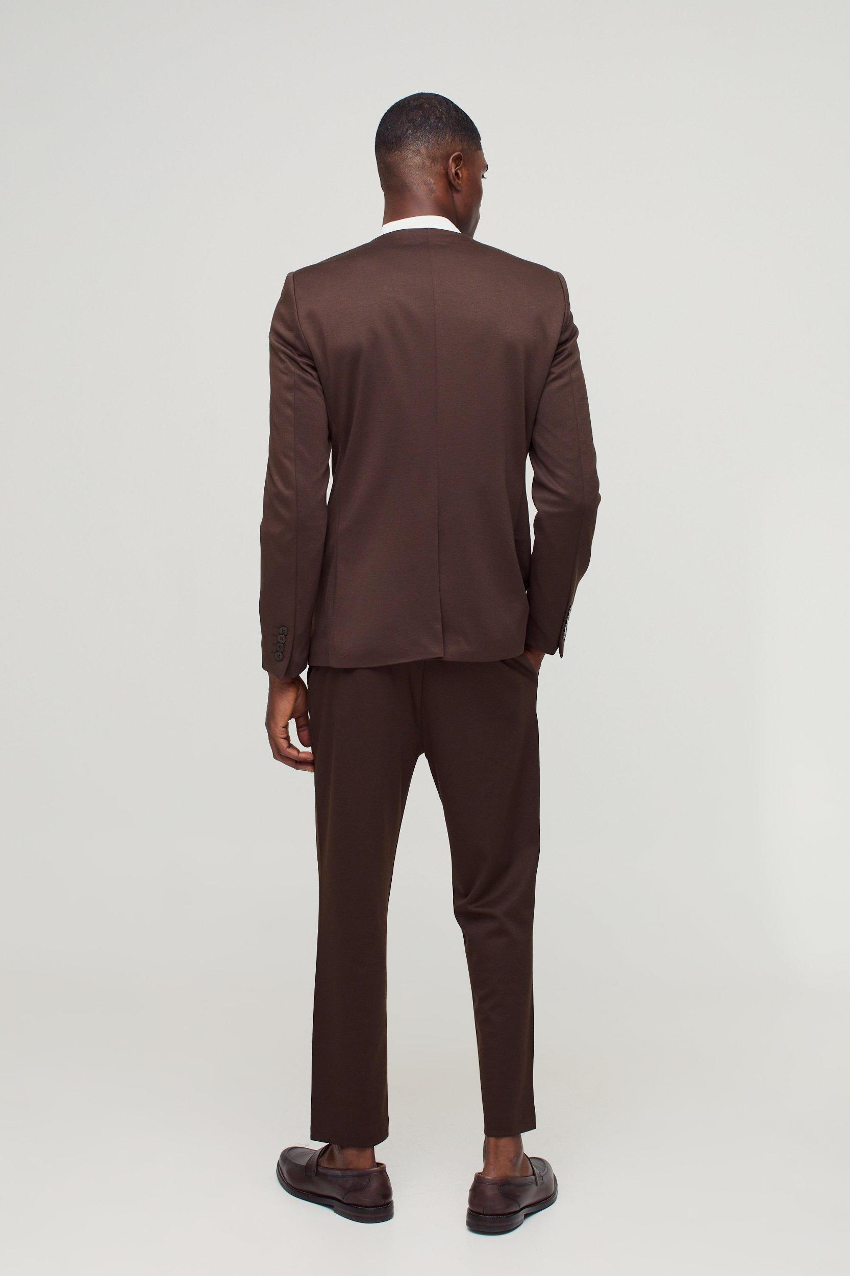 Fixed Waist Jersey Tapered Tailored Pants | boohooMAN USA Product Image