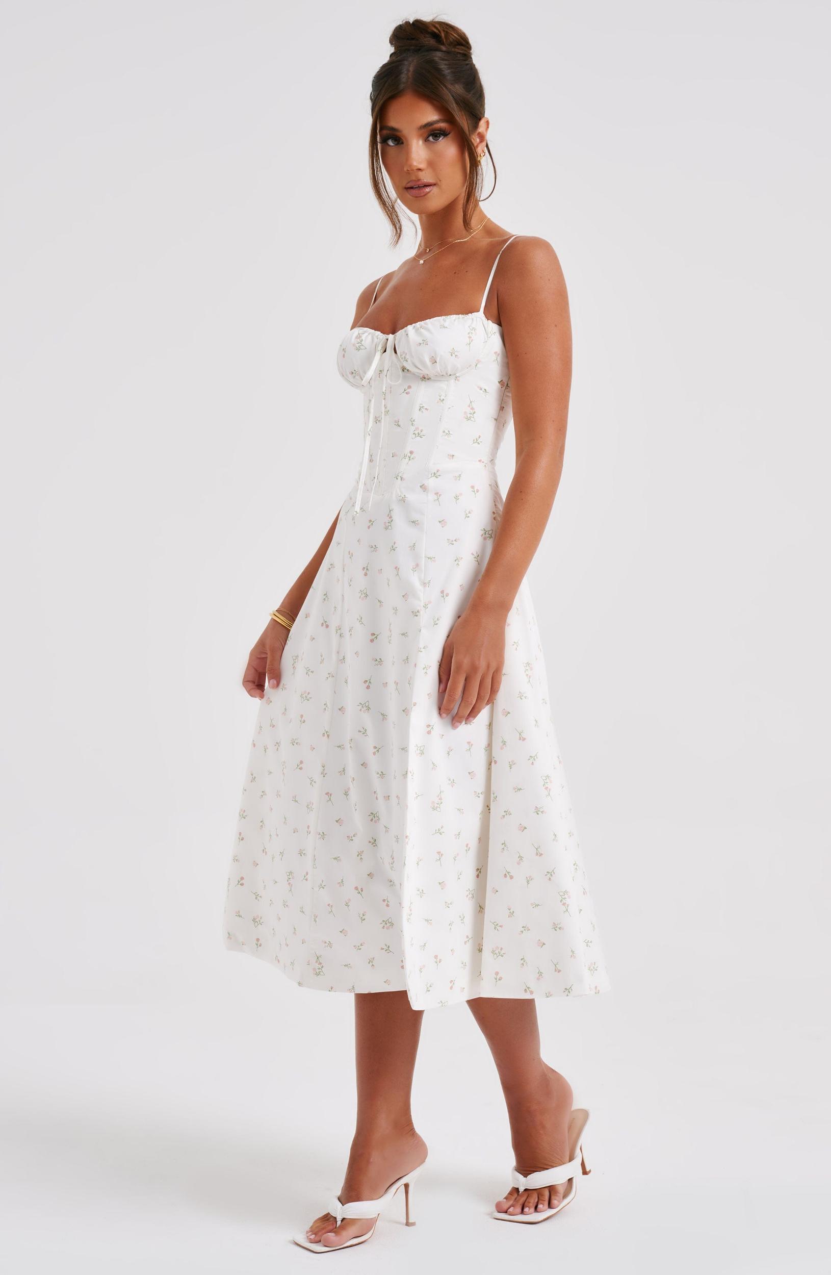 Deanna Midi Dress - Blush Floral Print Product Image