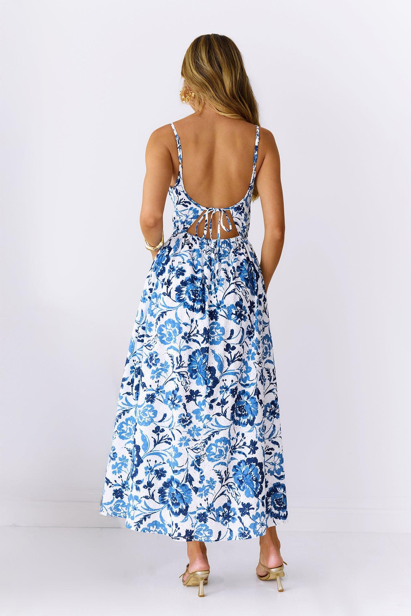Fresh Blossom Maxi Dress Blue Product Image