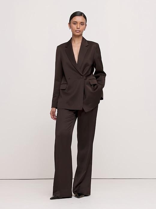 Double-Breasted Italian Satin Blazer Product Image