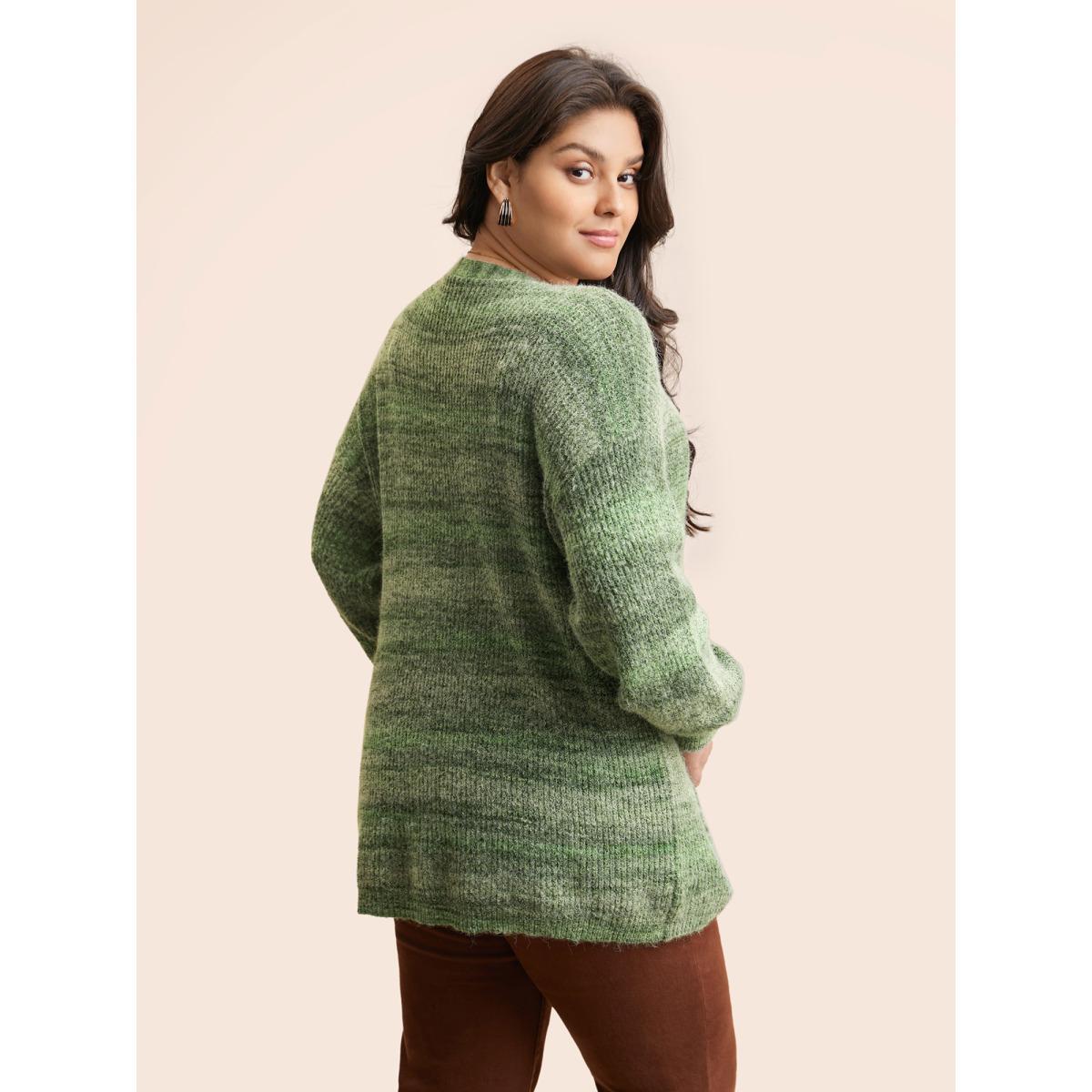 Plus Size Contrast Patched Pocket Drop Shoulder Cardigan Moss Women Casual Loose Long Sleeve Everyday Cardigans BloomChic 22-24/3X Product Image