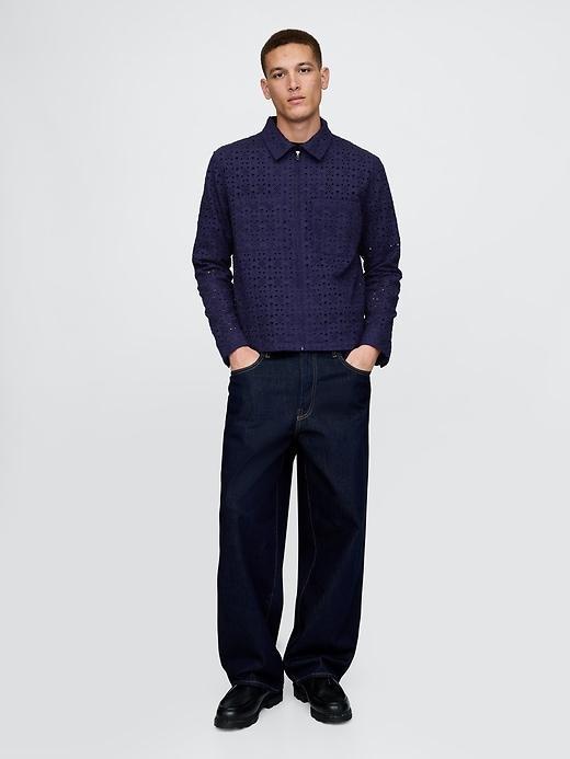 Poplin Eyelet Full-Zip Pocket Shirt Product Image