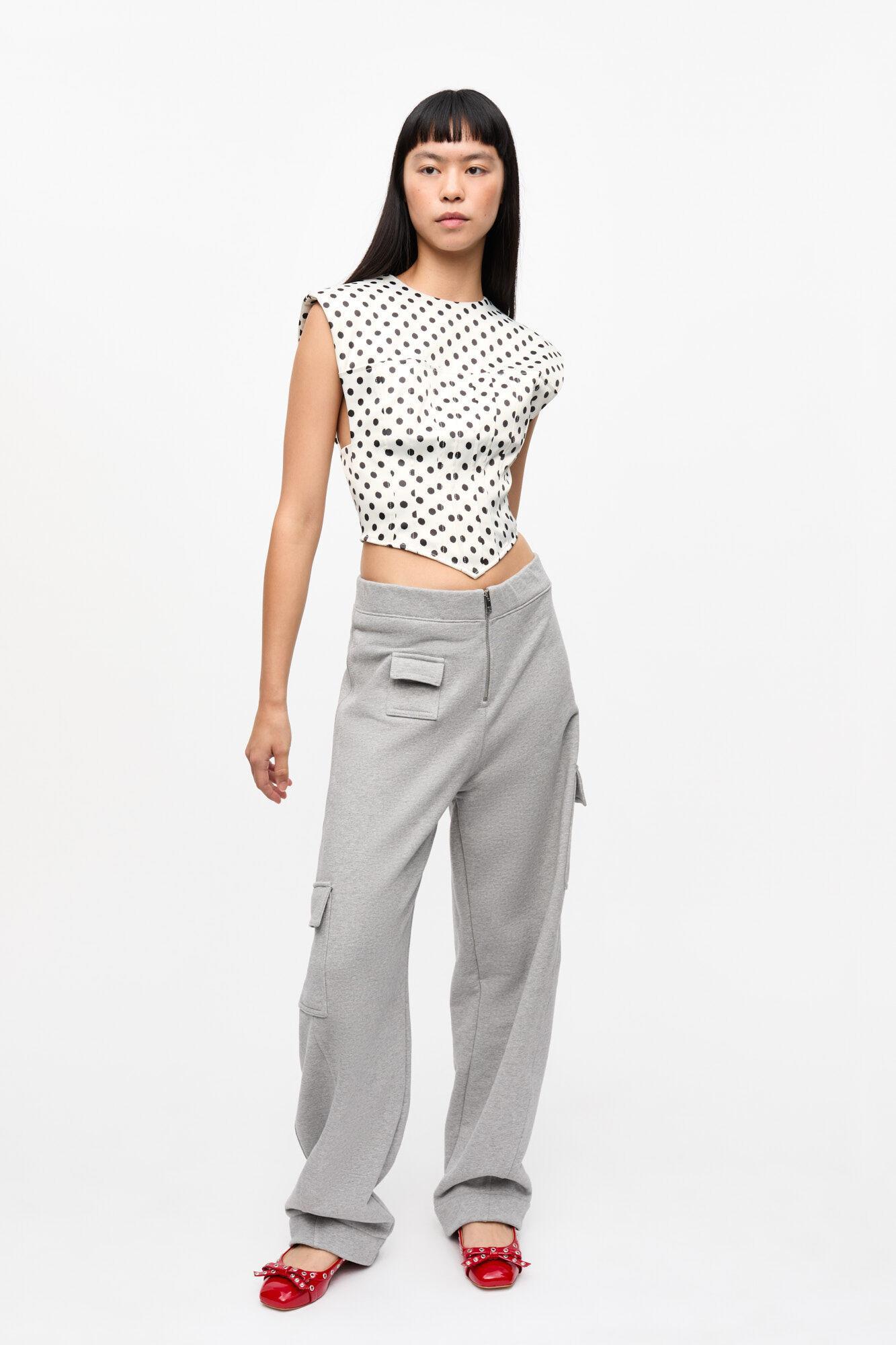Polka-Dot Satin Corset Blouse Product Image