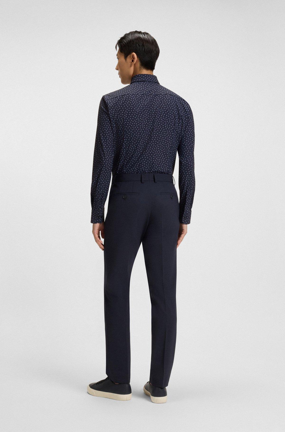 BOSS - Slim-fit shirt in printed performance-stretch jersey - Dark Blue Product Image