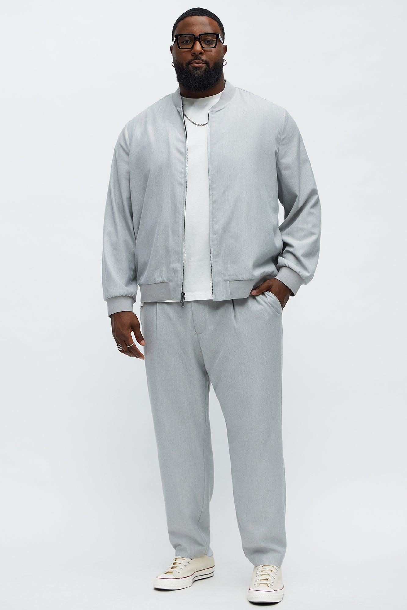 Slim Modern Two-Way Zipper Everyday Bomber - Light Grey Male Product Image