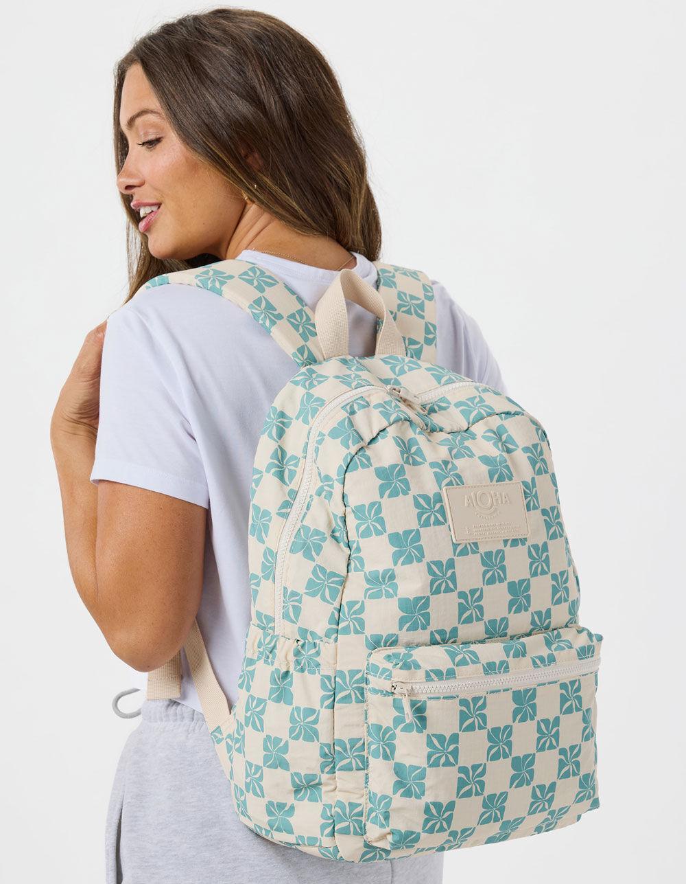 ALOHA Collection Pua Check Travel Light Backpack - TURQ COMBO Product Image