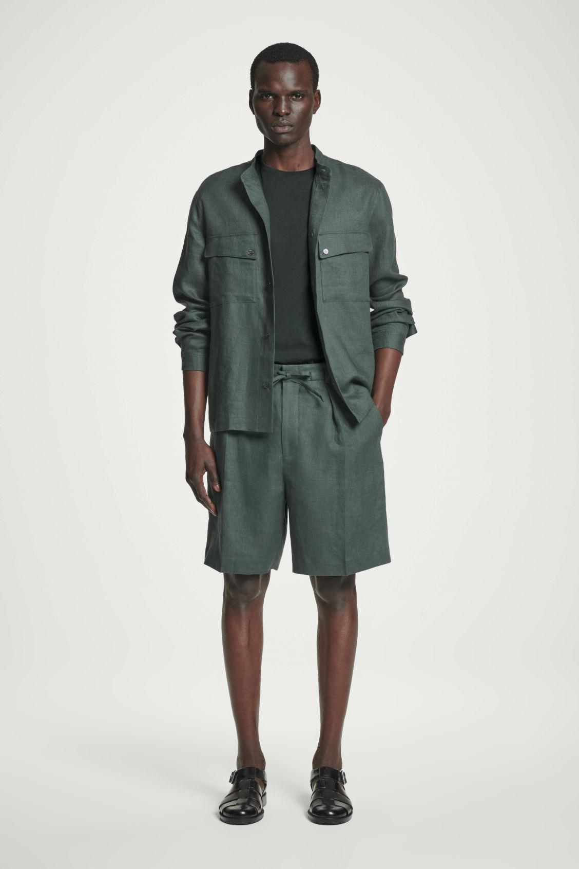 TAILORED DRAWSTRING LINEN SHORTS Product Image
