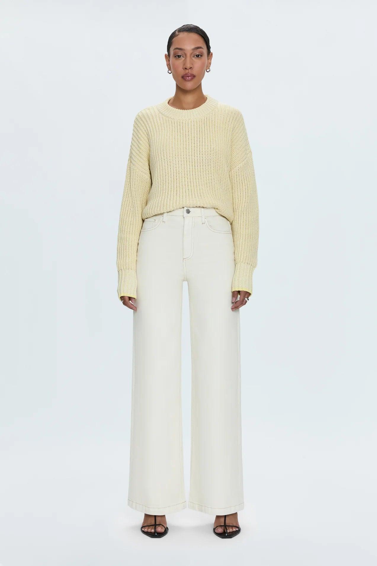 Lana High Rise Ultra Wide Leg- Ecru Product Image