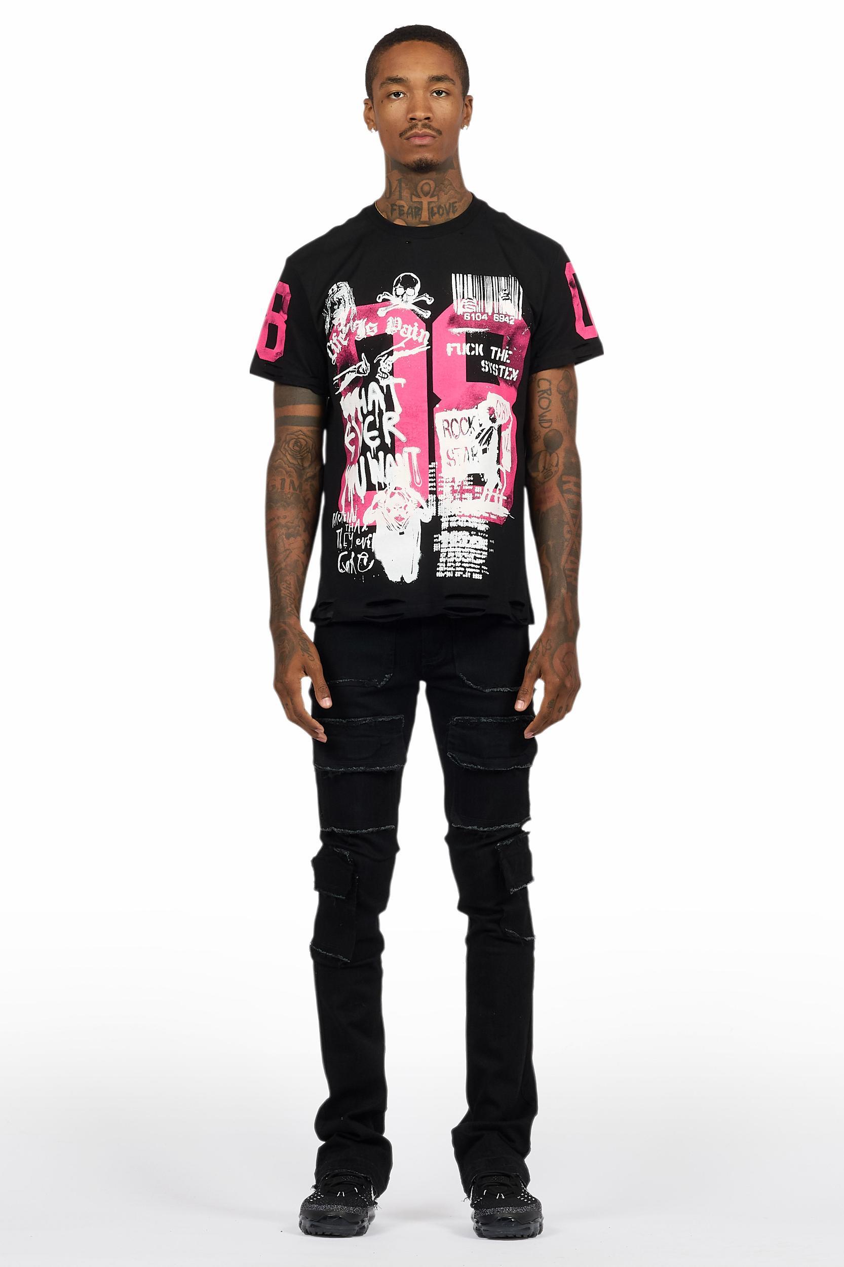 Grill Black T-Shirt/Stacked Flare Cargo Jean Male Product Image
