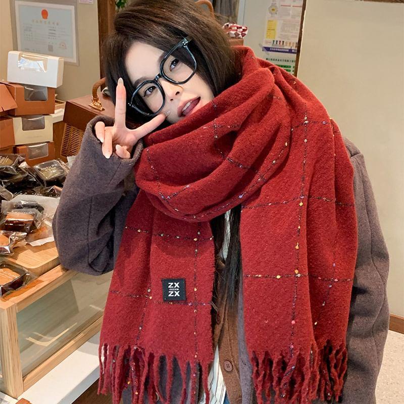 Plaid Fringed Scarf Product Image