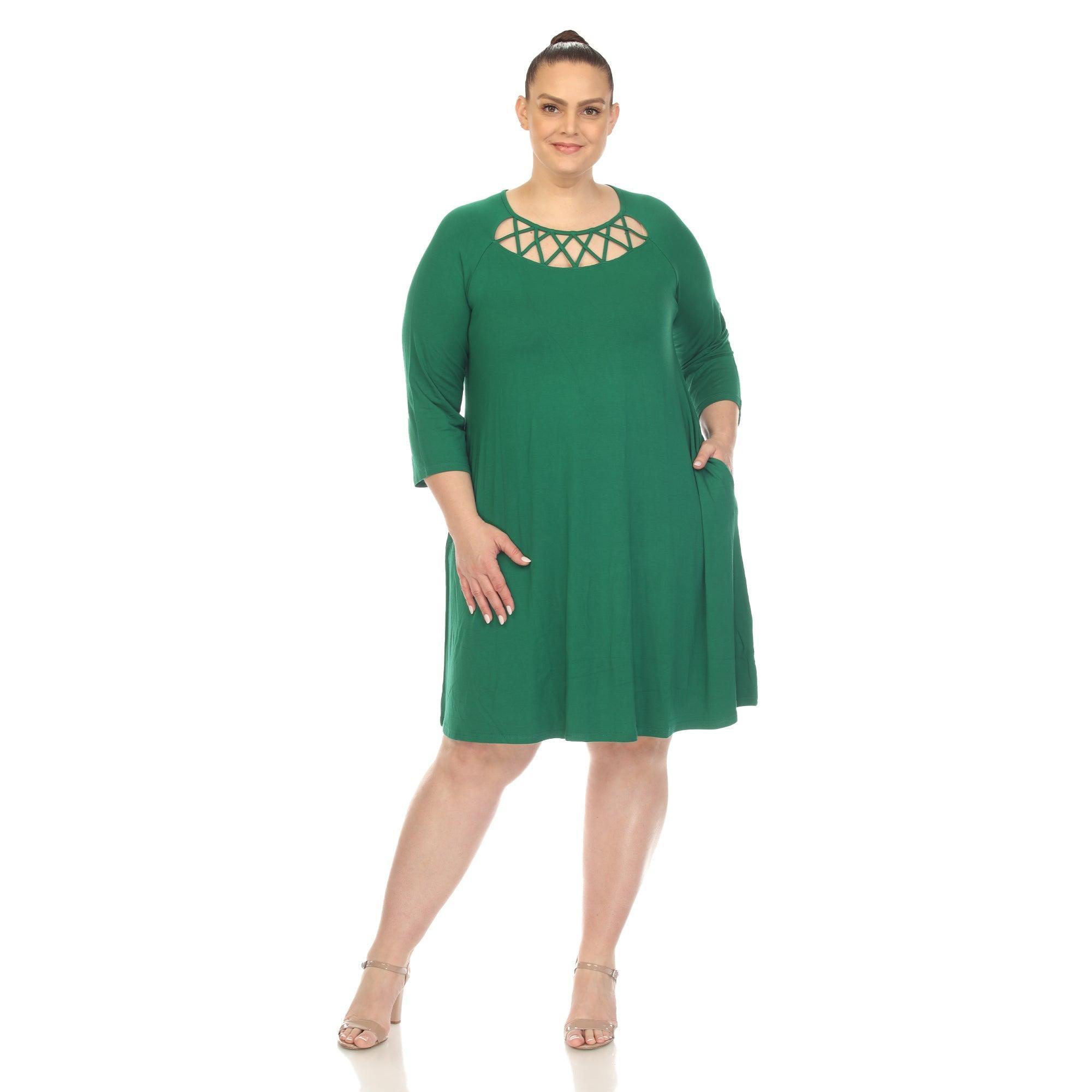 Criss Cross Neckline Swing Midi Dress - Plus Product Image