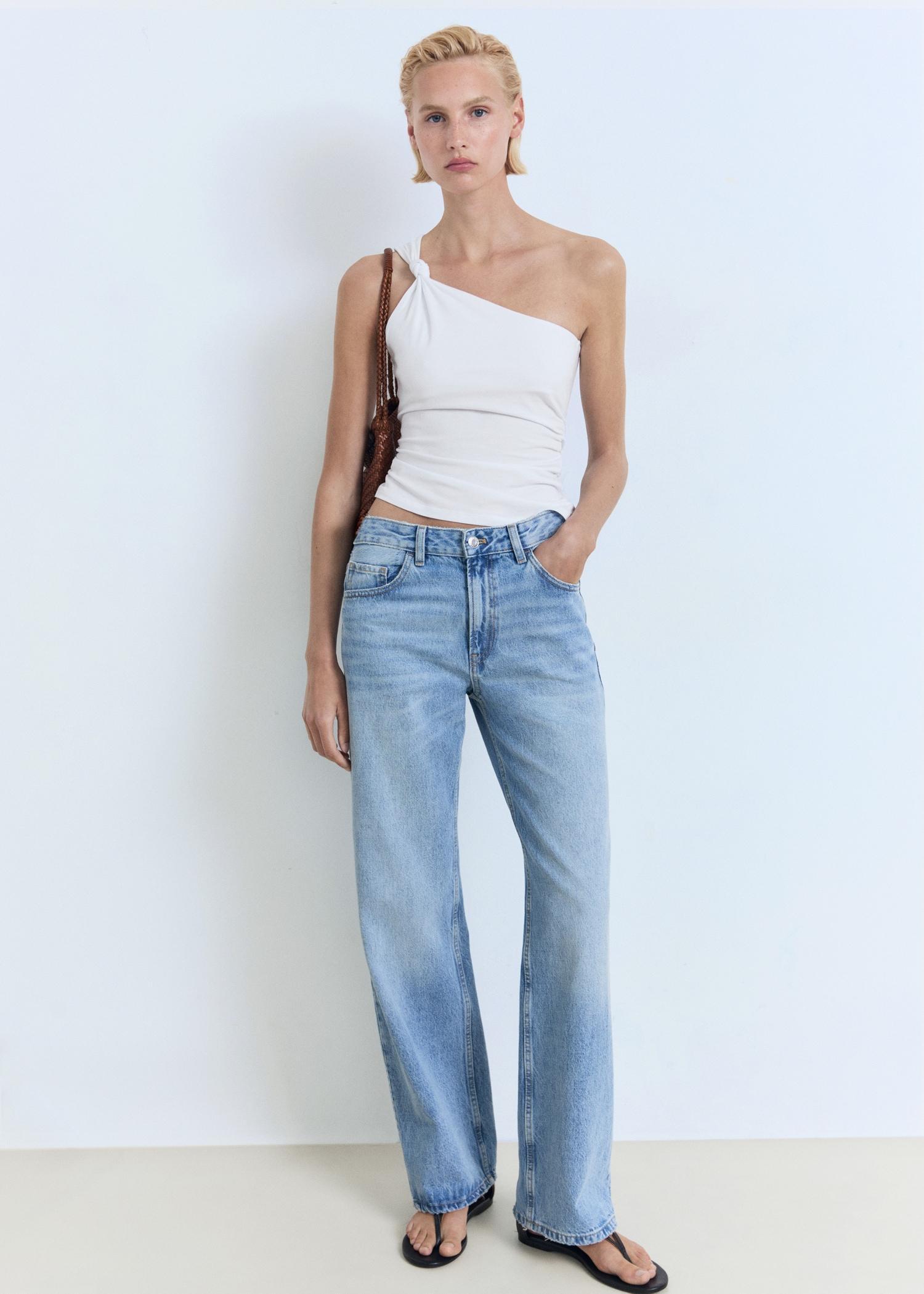 Asymmetrical top with knot detail - Women | MANGO USA Product Image