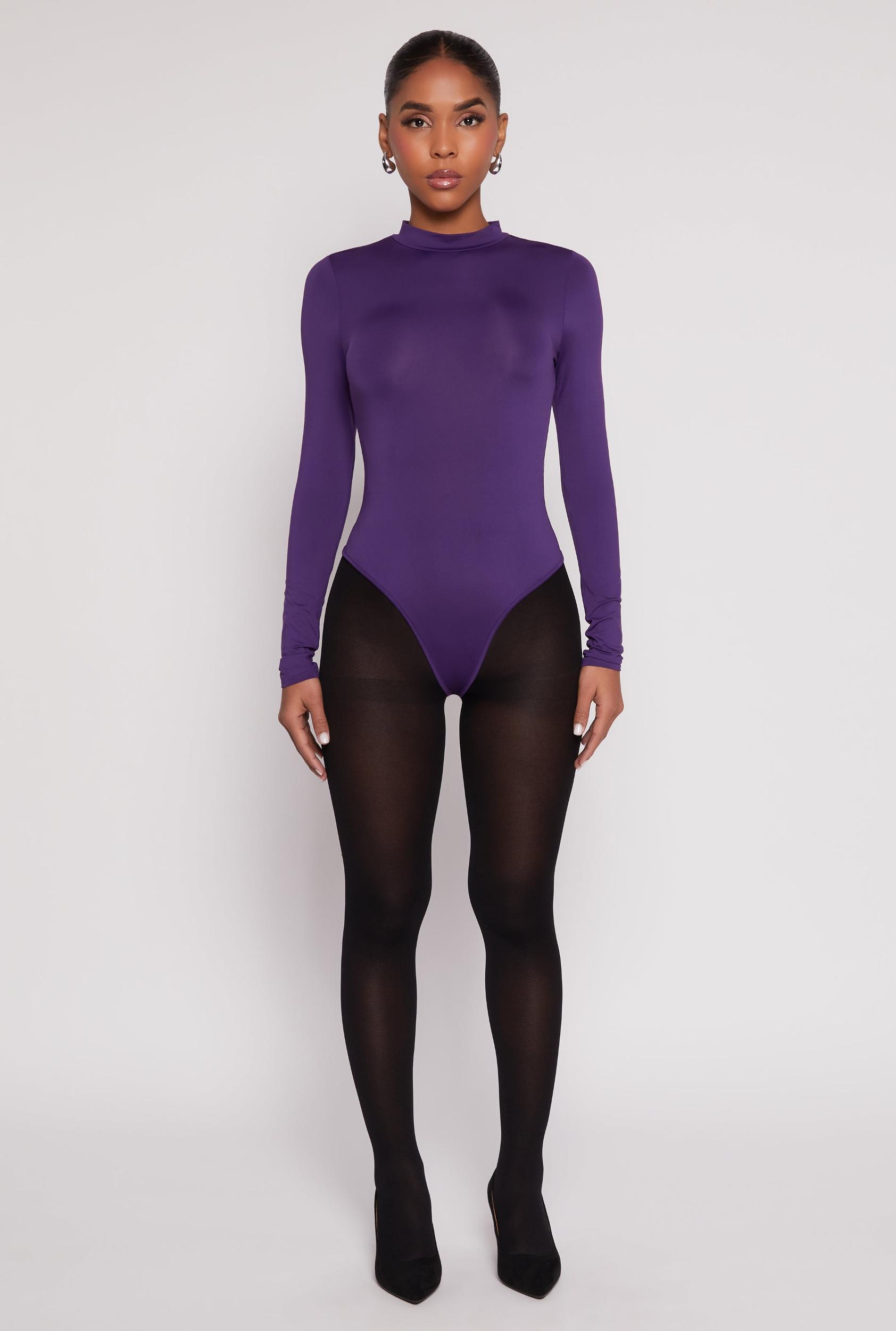 Womens Daisy Mock Neck Long Sleeve Bodysuit Product Image