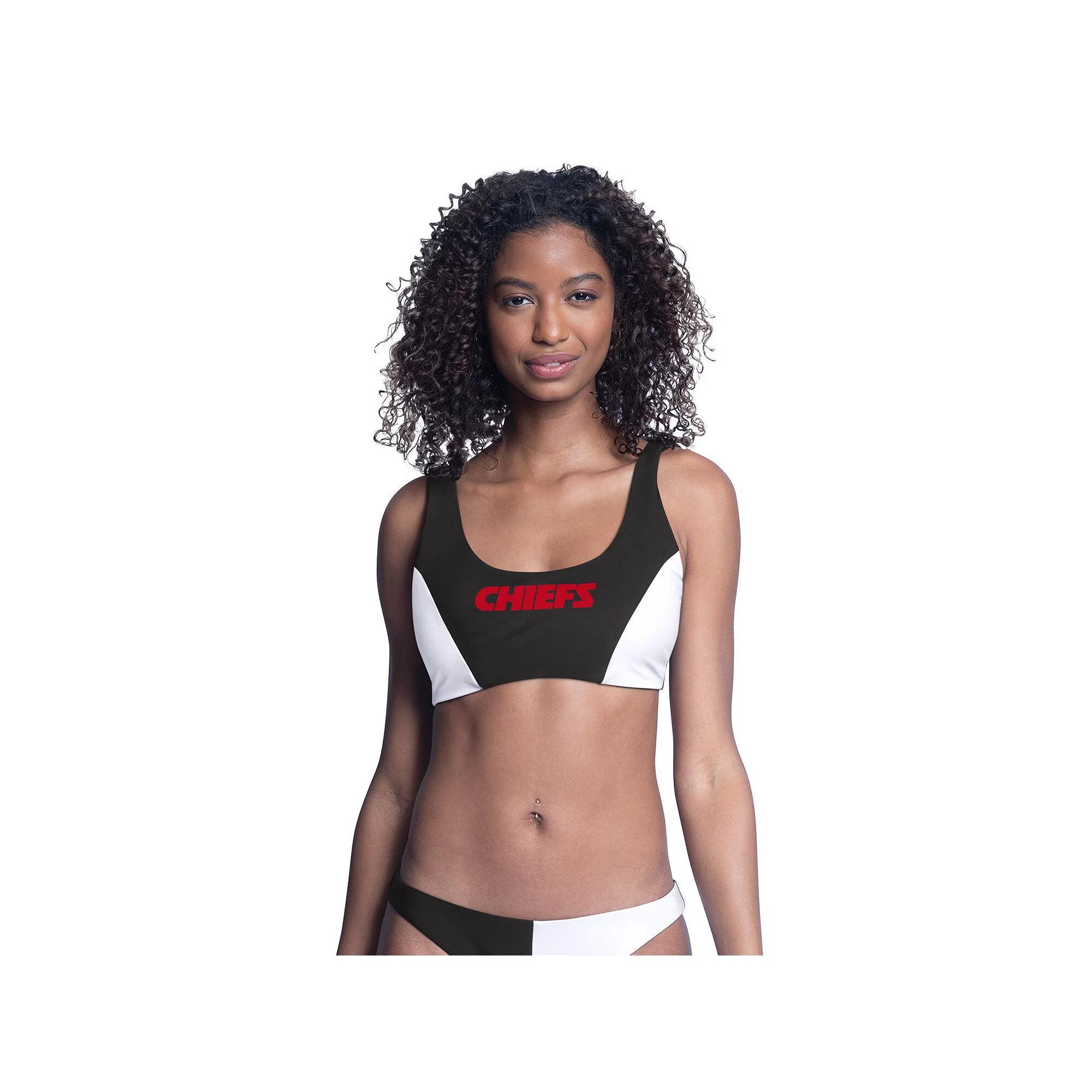 Women's G-III 4Her by Carl Banks  Black Detroit Lions Brief Game Bikini Top, Size: XL Product Image