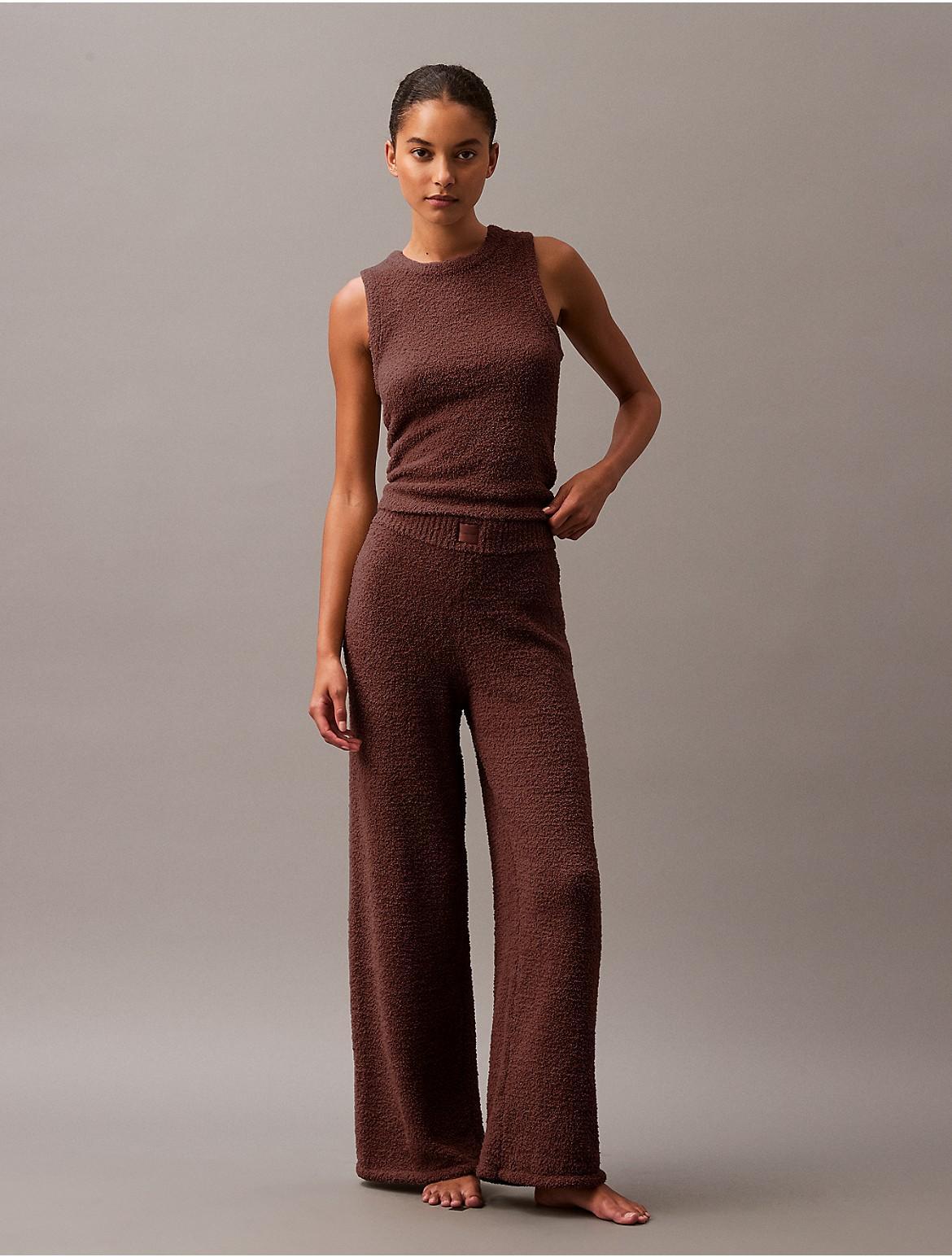 Calvin Klein Women's Plush Sweater Sleep Pants - White - L Product Image