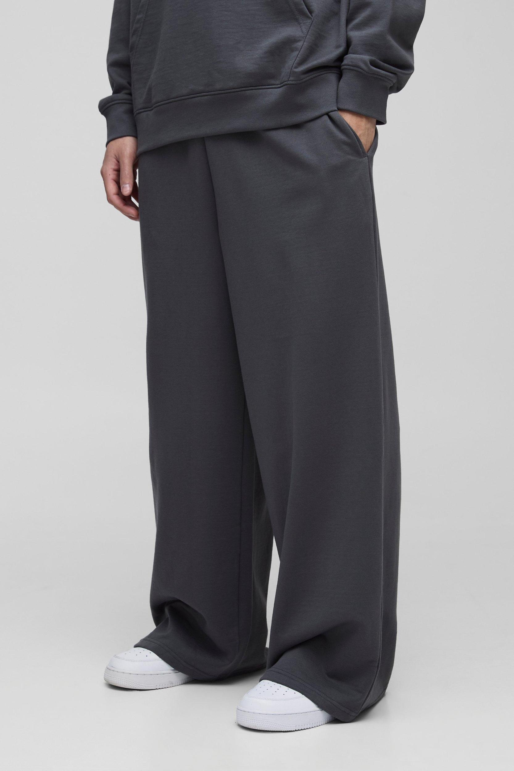 Mens 260GSM Loopback Basic Extreme Wide Leg Sweatpants - Grey Product Image