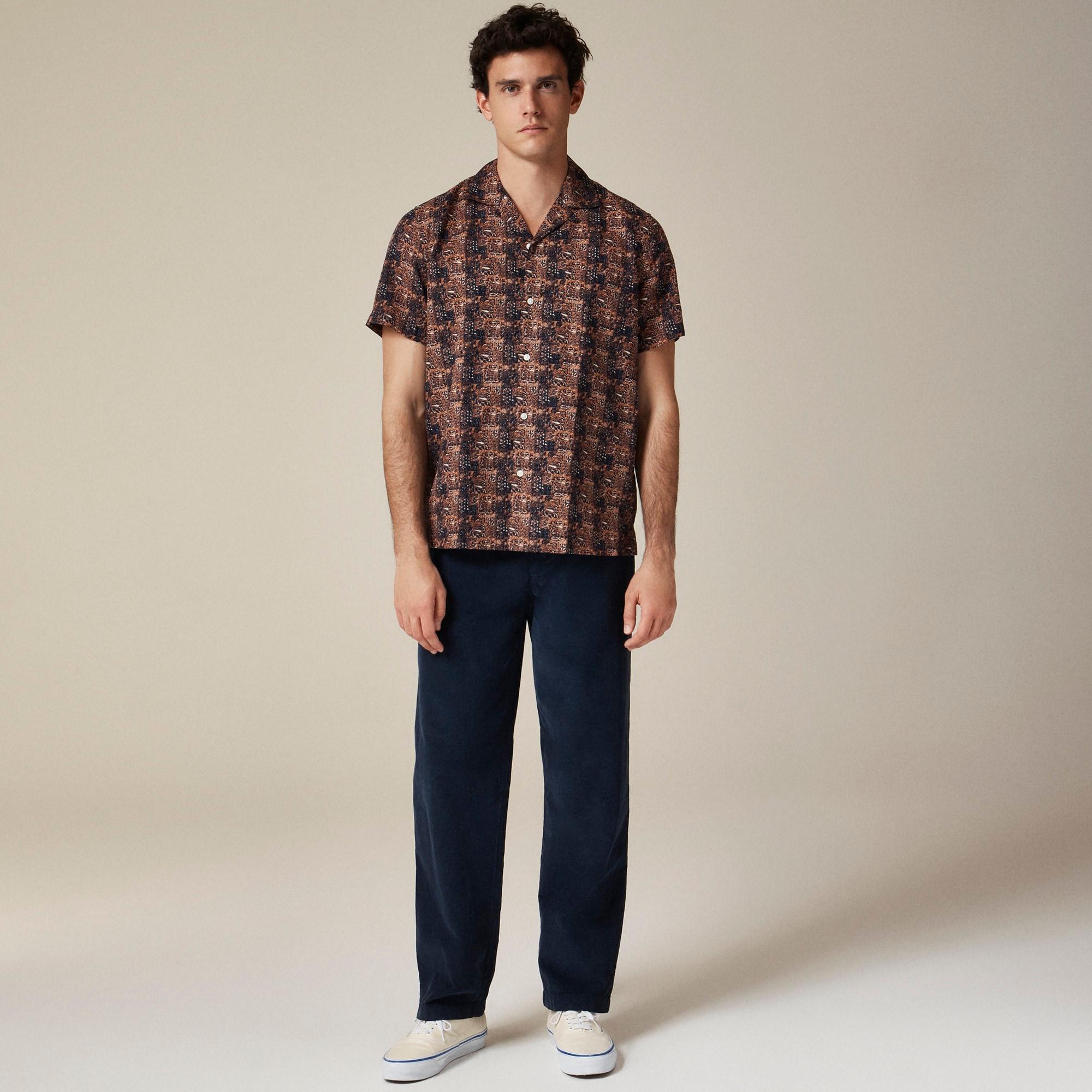Short-sleeve cotton-linen blend shirt in print Product Image