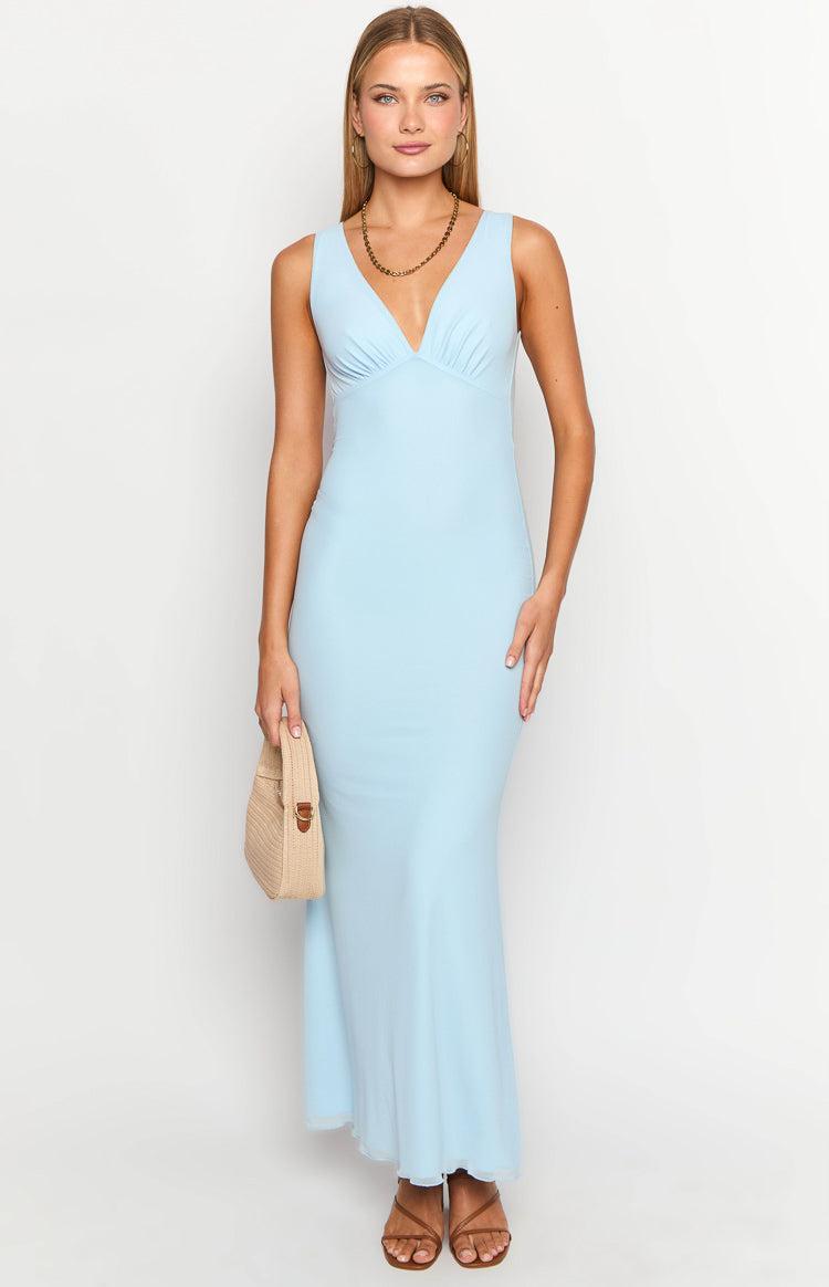 Sunflower Light Blue Mesh Maxi Dress Product Image