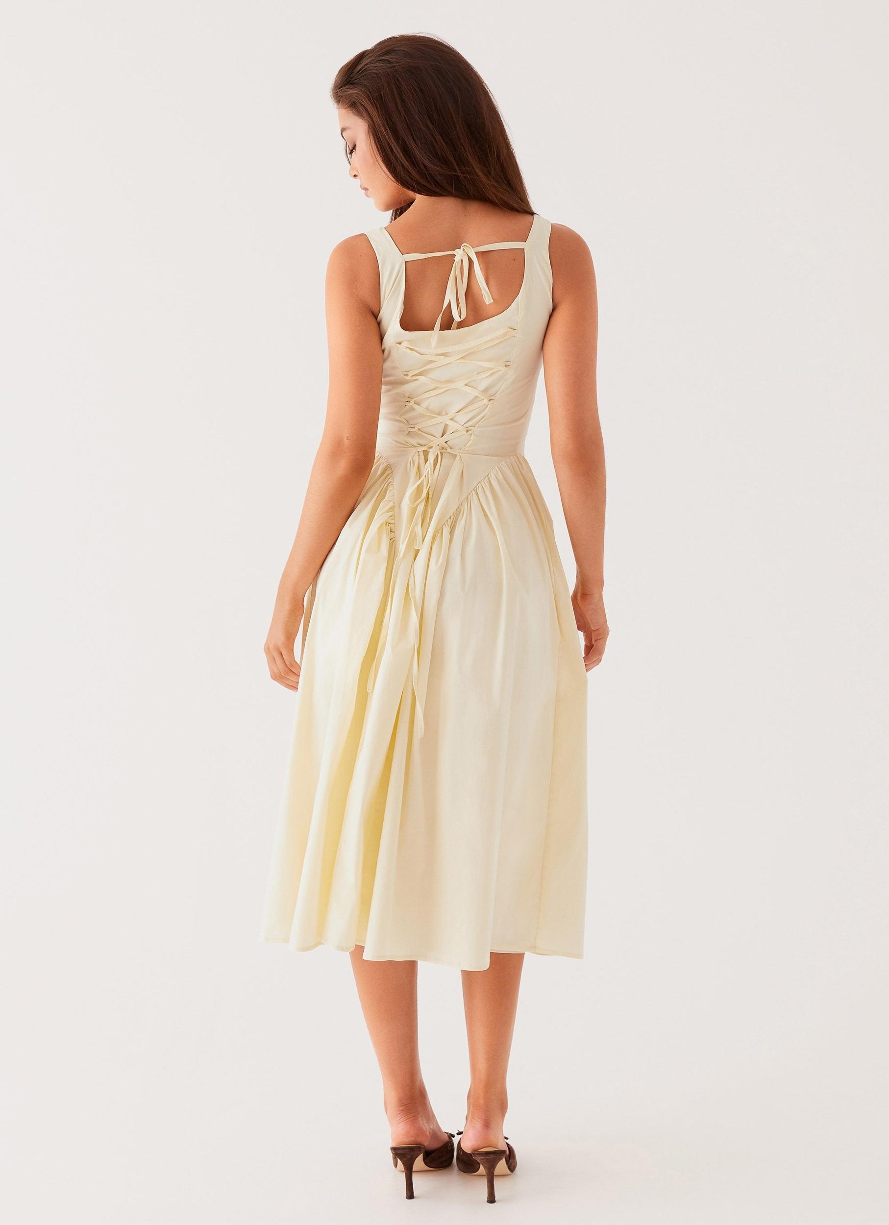 Sassy Soiree Midi Dress - Cream Product Image