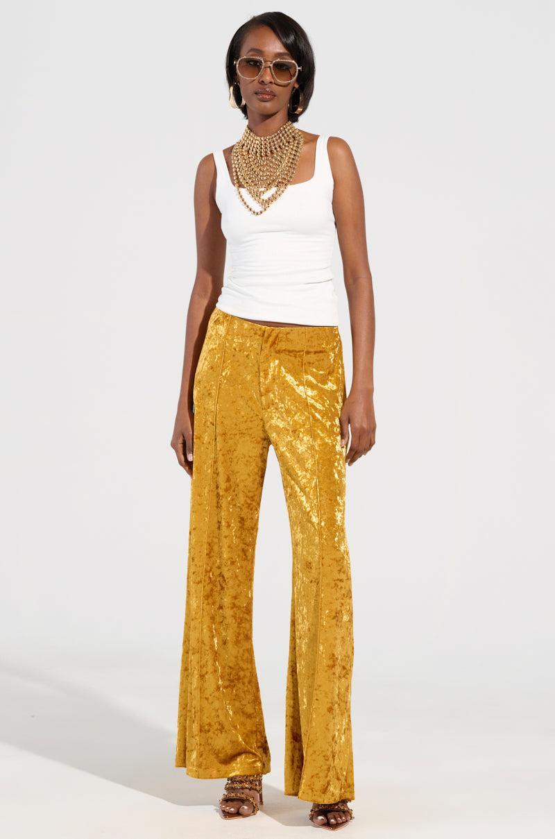 DRIPPING IN GOLD CRUSHED VELVET TROUSER Product Image
