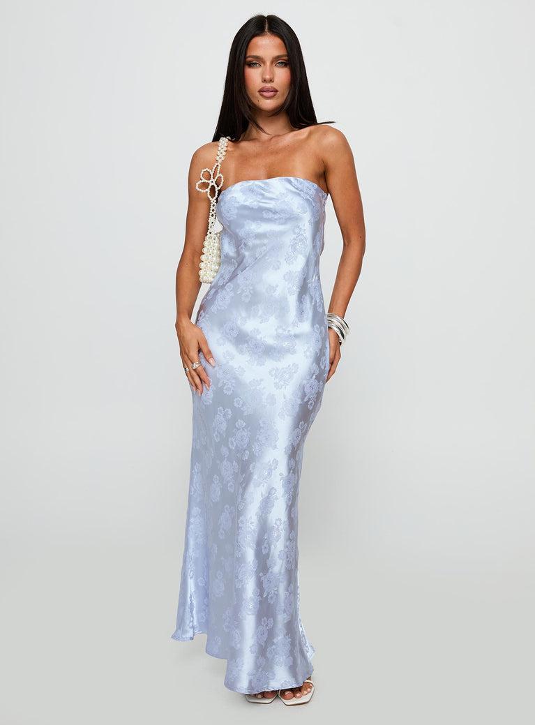 Haley Maxi Dress Blue Jacquard Product Image