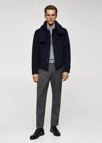 Suede effect overshirt with pockets - Men | MANGO USA Product Image