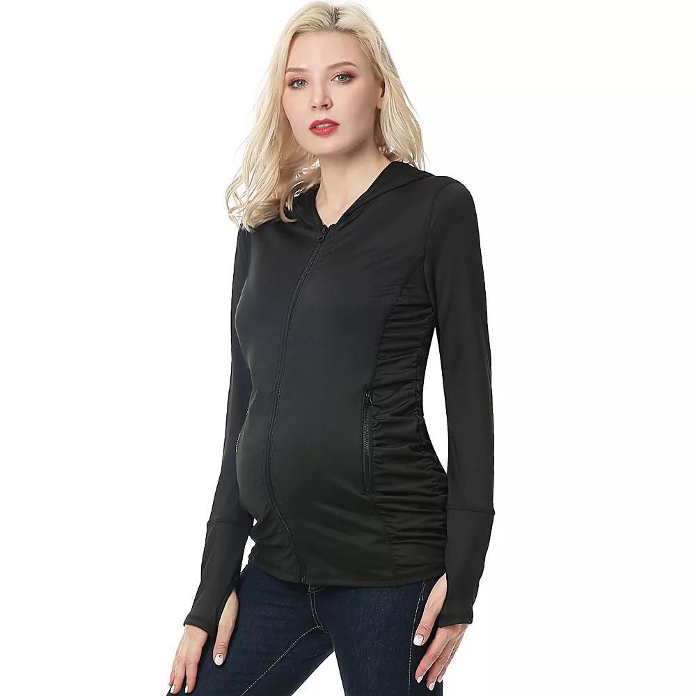 Maternity Pokkori Ruched Performance Hoodie, Women's, Size: Small-Mat, Black Product Image